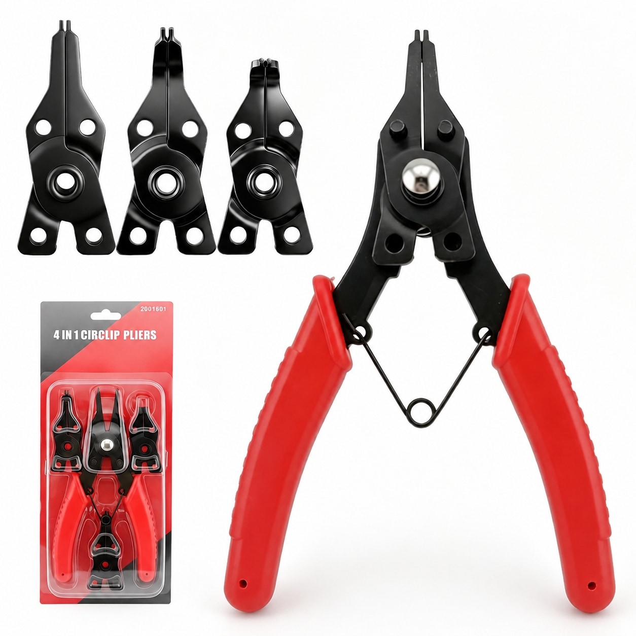 DYRCJ  Snap Ring Pliers Set Heavy Duty Steel 4 In 1 Interchangeable Jaw Head Angled 45 90 180 Degree for Automotive Engine Repair