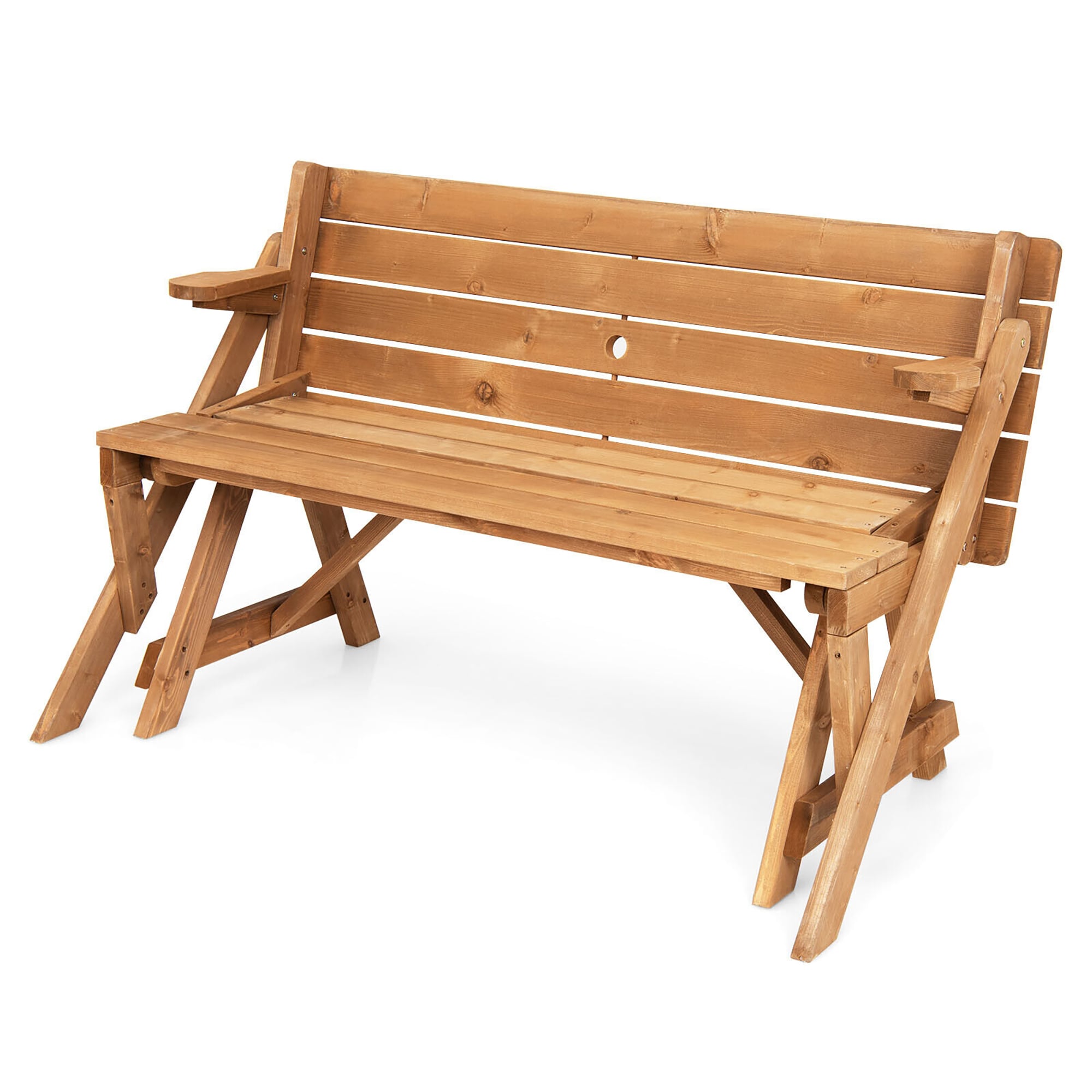 BABOOM 54-in Brown Wood Rectangle Folding Picnic Table at Lowes.com