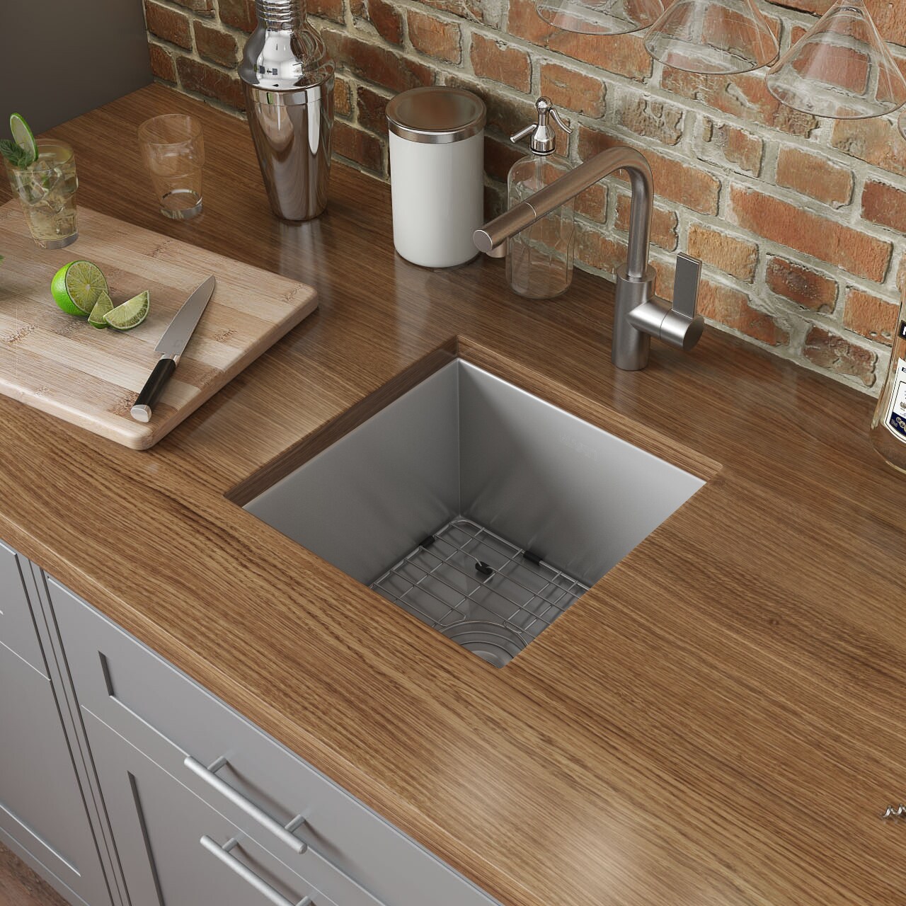 Brushed Stainless Steel Undermount Single Bowl Bar Prep Sink
