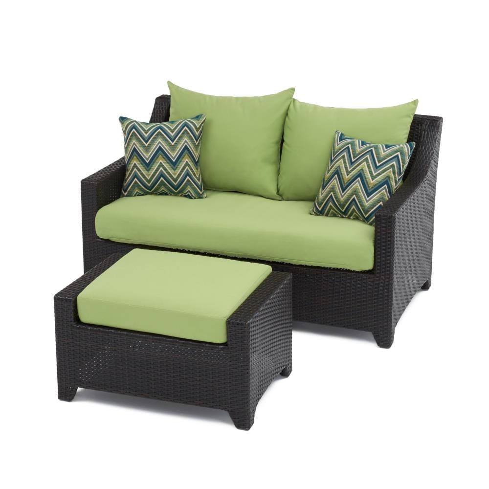 RST Brands OP-PELOVO-GNK-K Deco 2-Piece Wicker Patio Conversation Set with Green Sunbrella Cushions