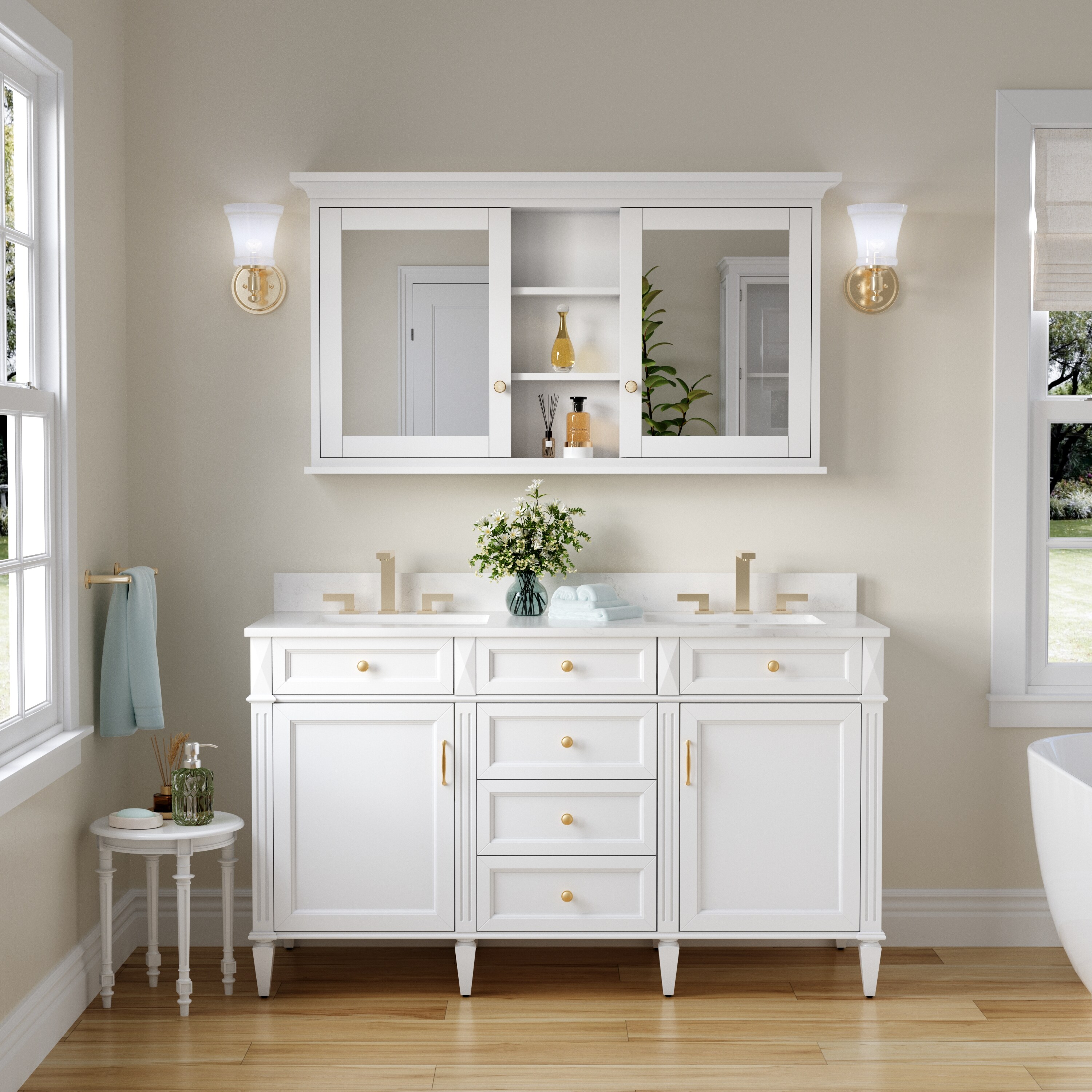 WELLFOR UCS-5530MC-WT Bathroom-Wall-Cabinets - View #5