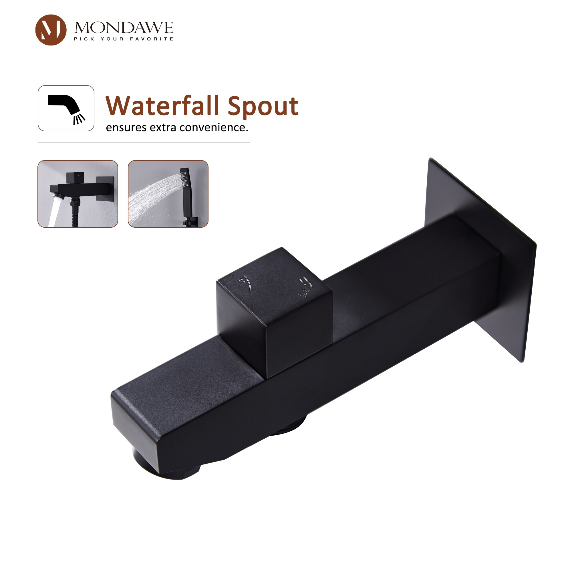 Mondawe WF6338SC-16BL Showerhead-Bar-Panels - View #9