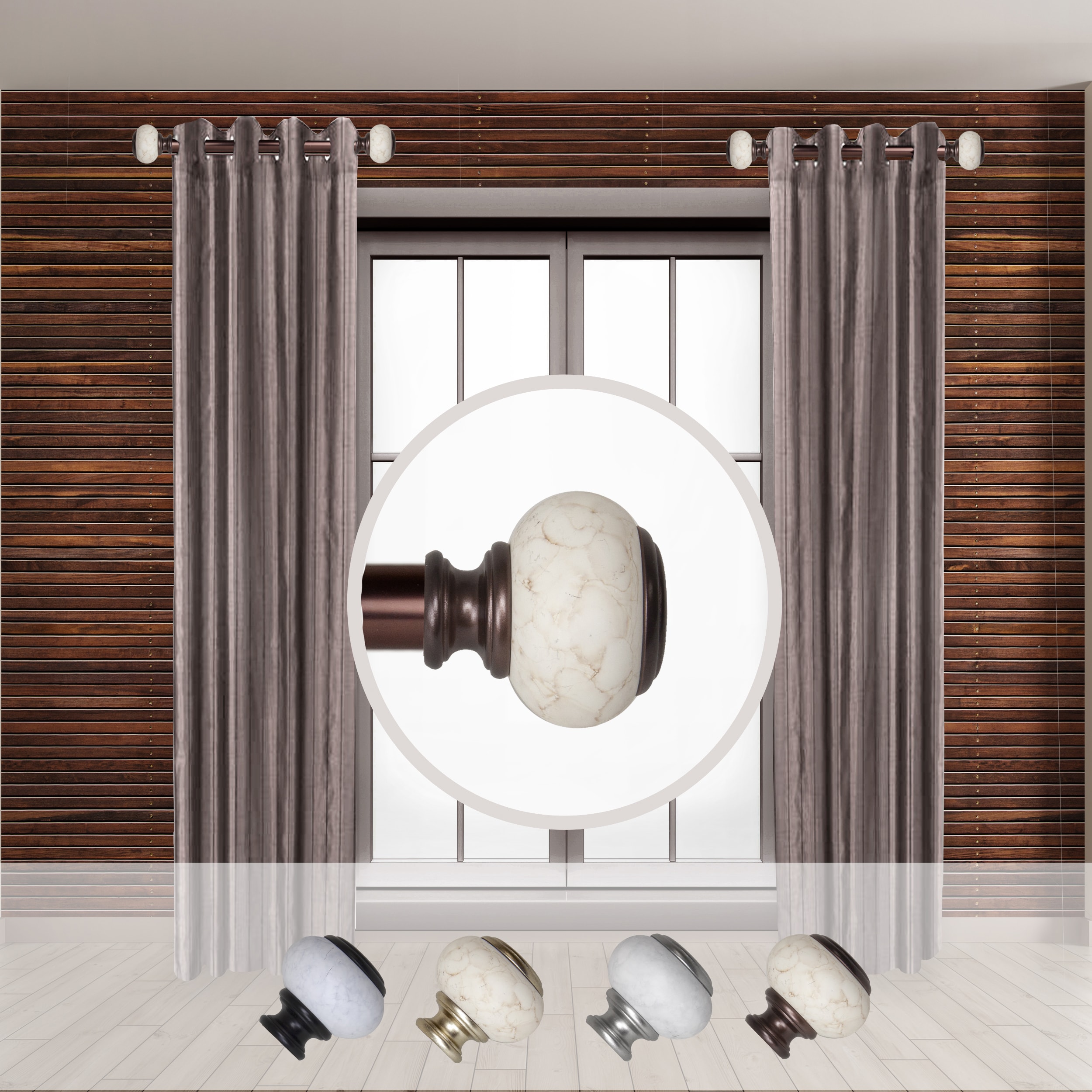 Hart & Harlow LO-SIDE100-54-9 Idalia 1-in 12-in to 20-in Bronze Steel Side curtain rod with Finials
