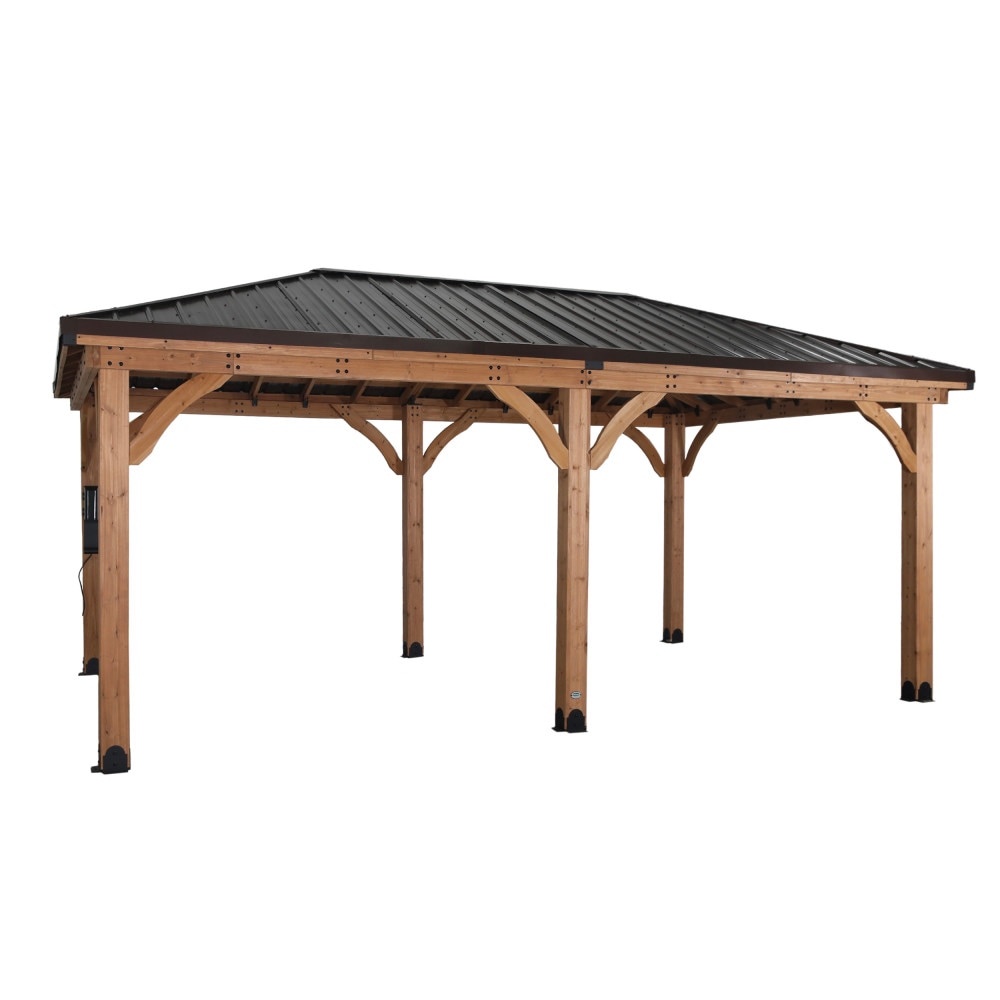 Barrington 20' x 12' Cedar Wood Gazebo with Steel Roof