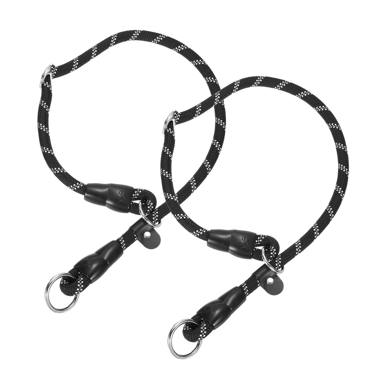 Unique Bargains Slip Collar for Dogs Choke Collar for Dogs Reflective No Pull Nylon Rope with Adjustable Stopper Stop Ring (L-26 Inch Black 2pcs) Intended for Small/Medium/Large/Pets