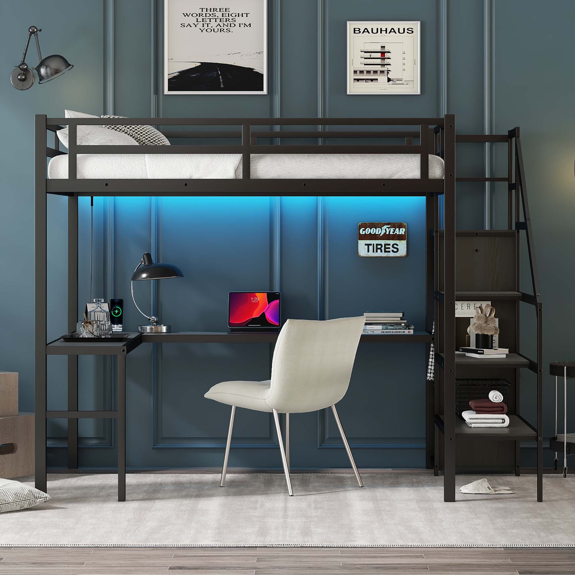 Sunrinx MG11-BD-6 Black Full loft Bunk Bed