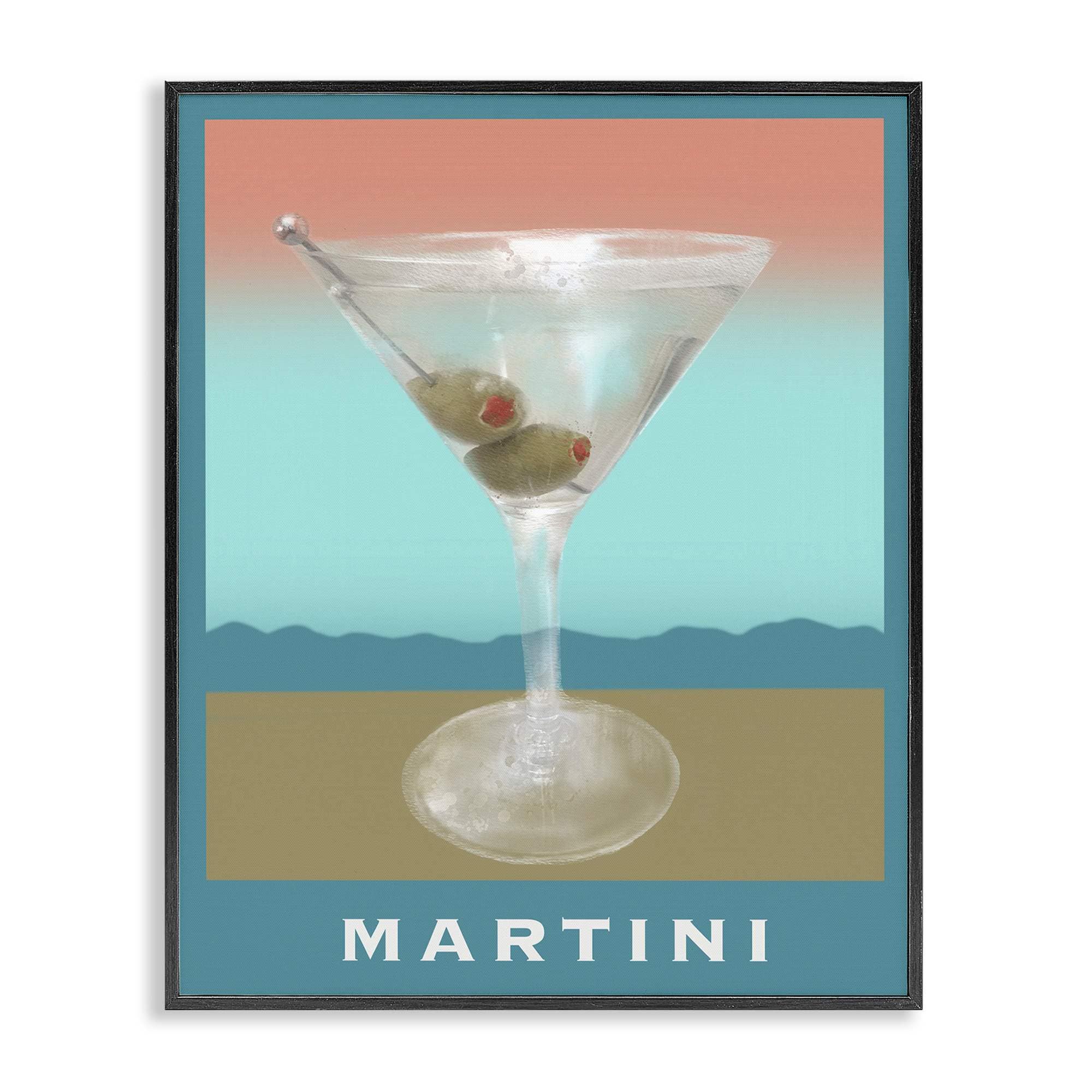 Stupell Industries BS-496-FR-24X30 Martini over Muted Tones Black Framed Giclee Art By Matthew Piotrowicz 24 x 30
