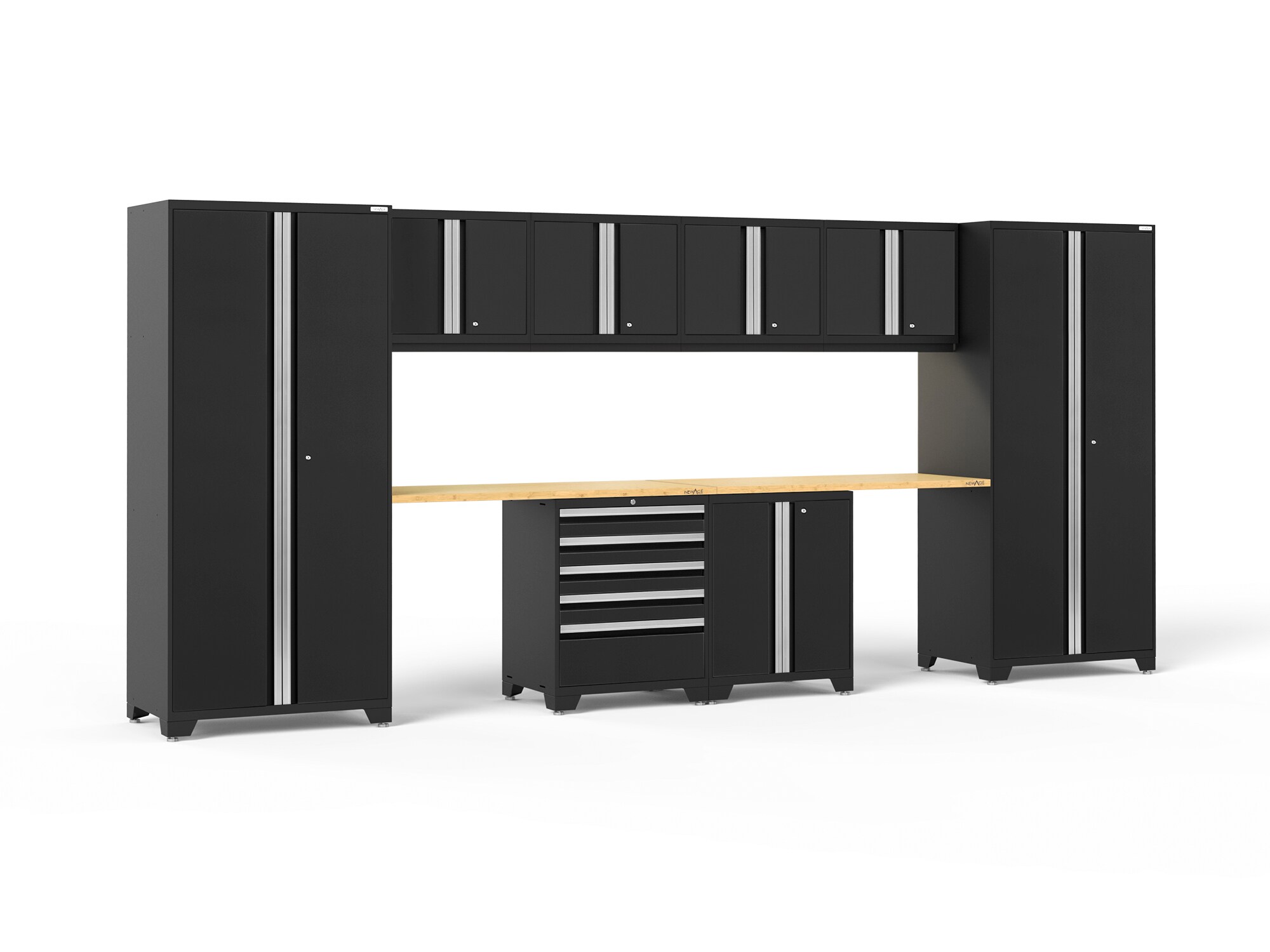 NewAge Products Pro 8-Cabinets Steel Garage Storage System in Black ...