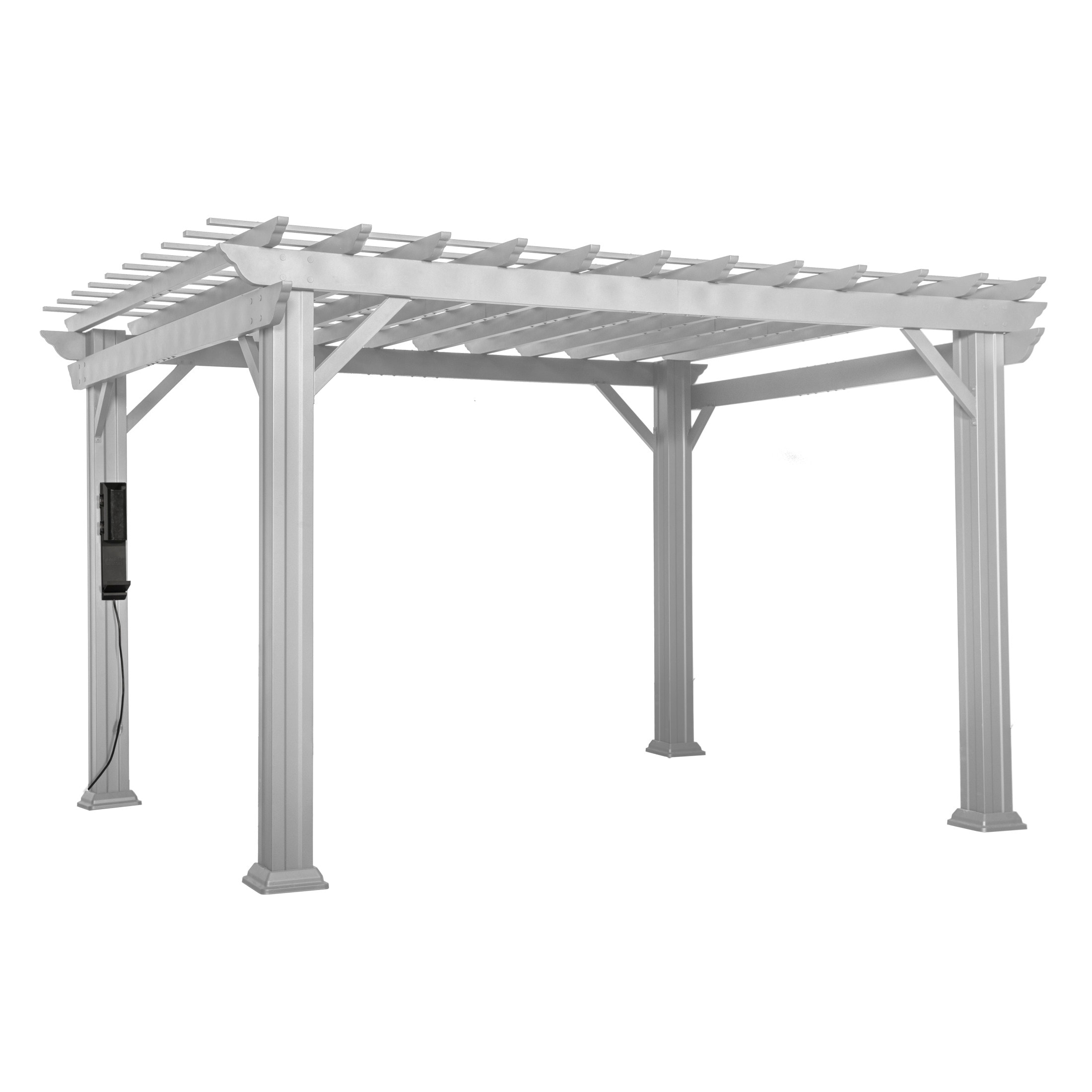 Hawthorne 12' x 10' White Steel Pergola with Canopy