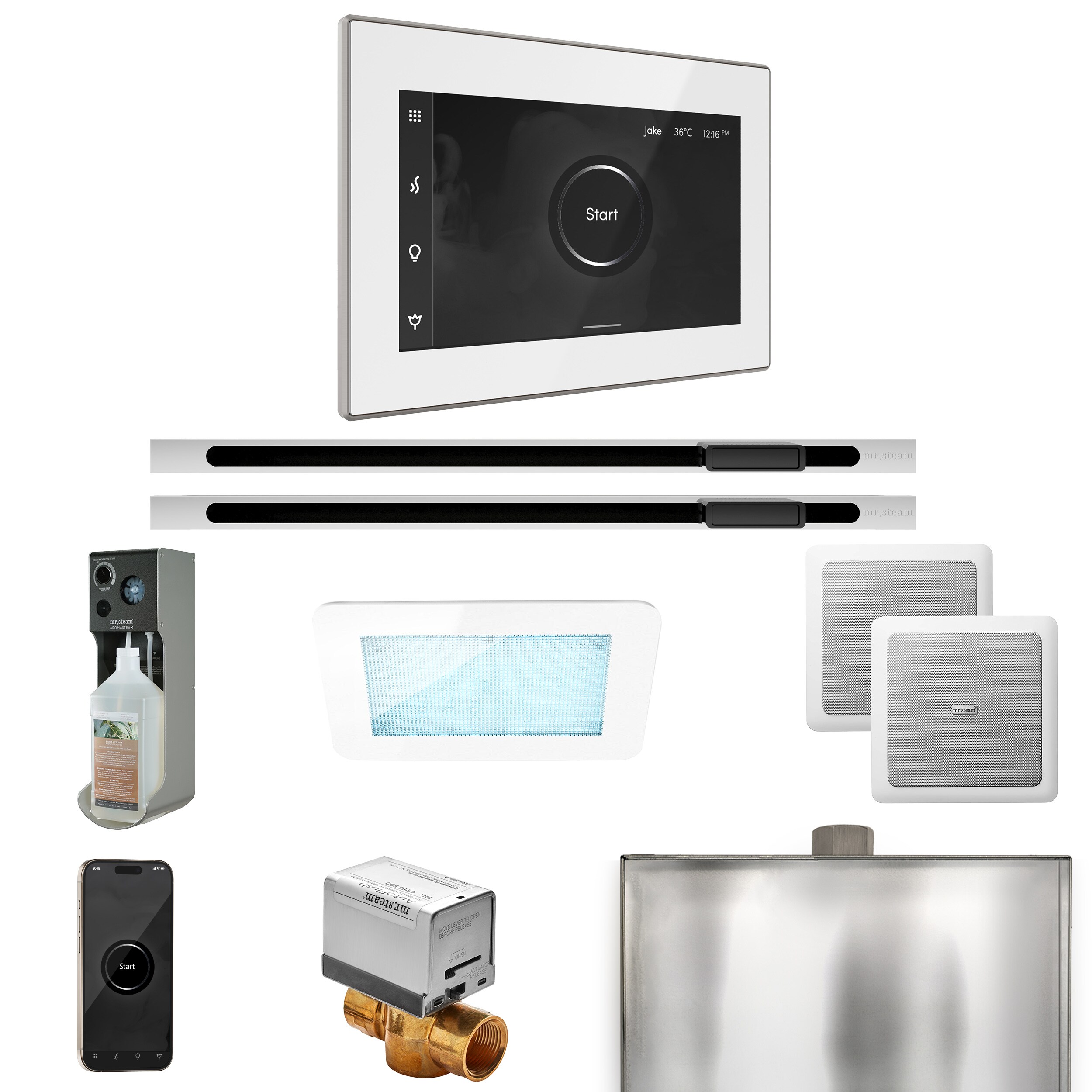 Mr. Steam XDRM2WHXLPC XDream White - Polished Chrome Steam Generator Control Kit