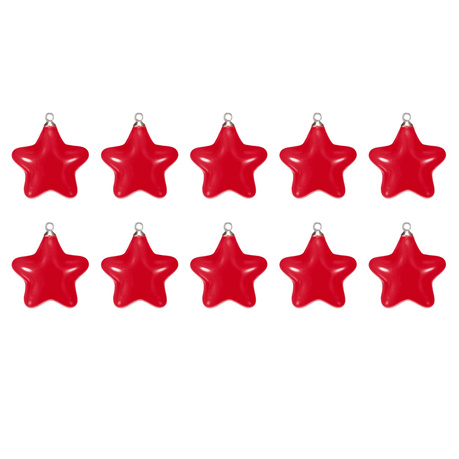Harfington 10pcs Star Pendants Charm 26mm Acrylic Bead Pendants with Loop for Bracelet Jewelry Making DIY Handicrafts Red