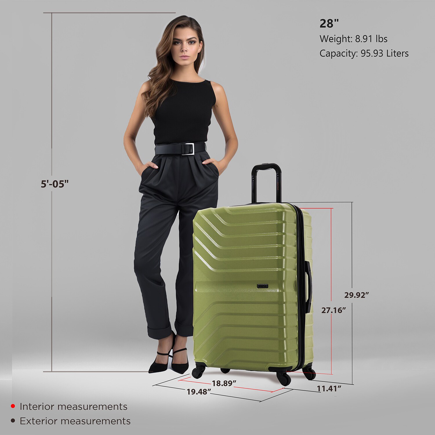 InUSA IUAUR00L-GRN Luggage-And-Luggage-Sets - View #7