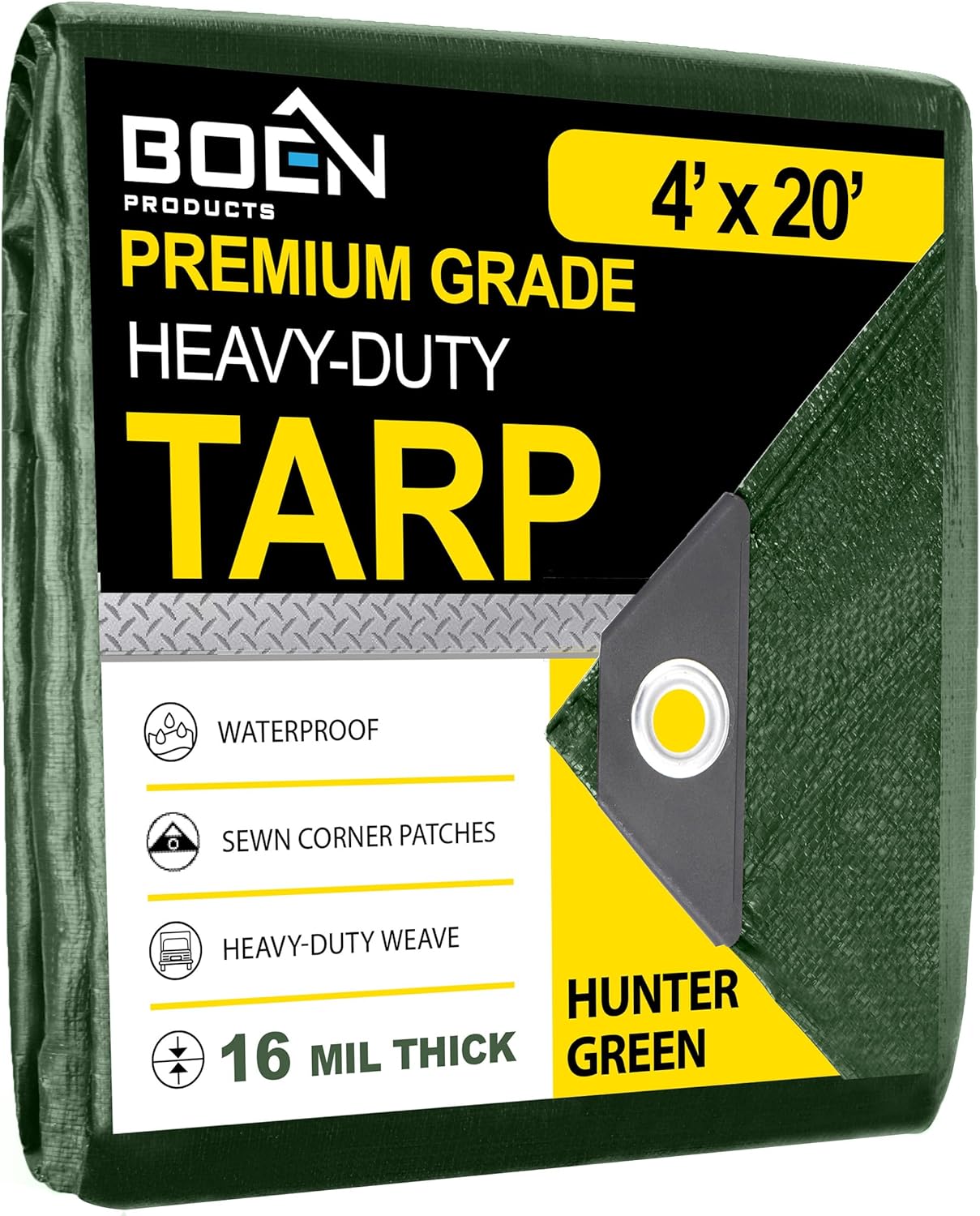 BOEN HGT-420 4-ft x 20-ft Green Waterproof Commercial Polyethylene 16-Mils Tarp