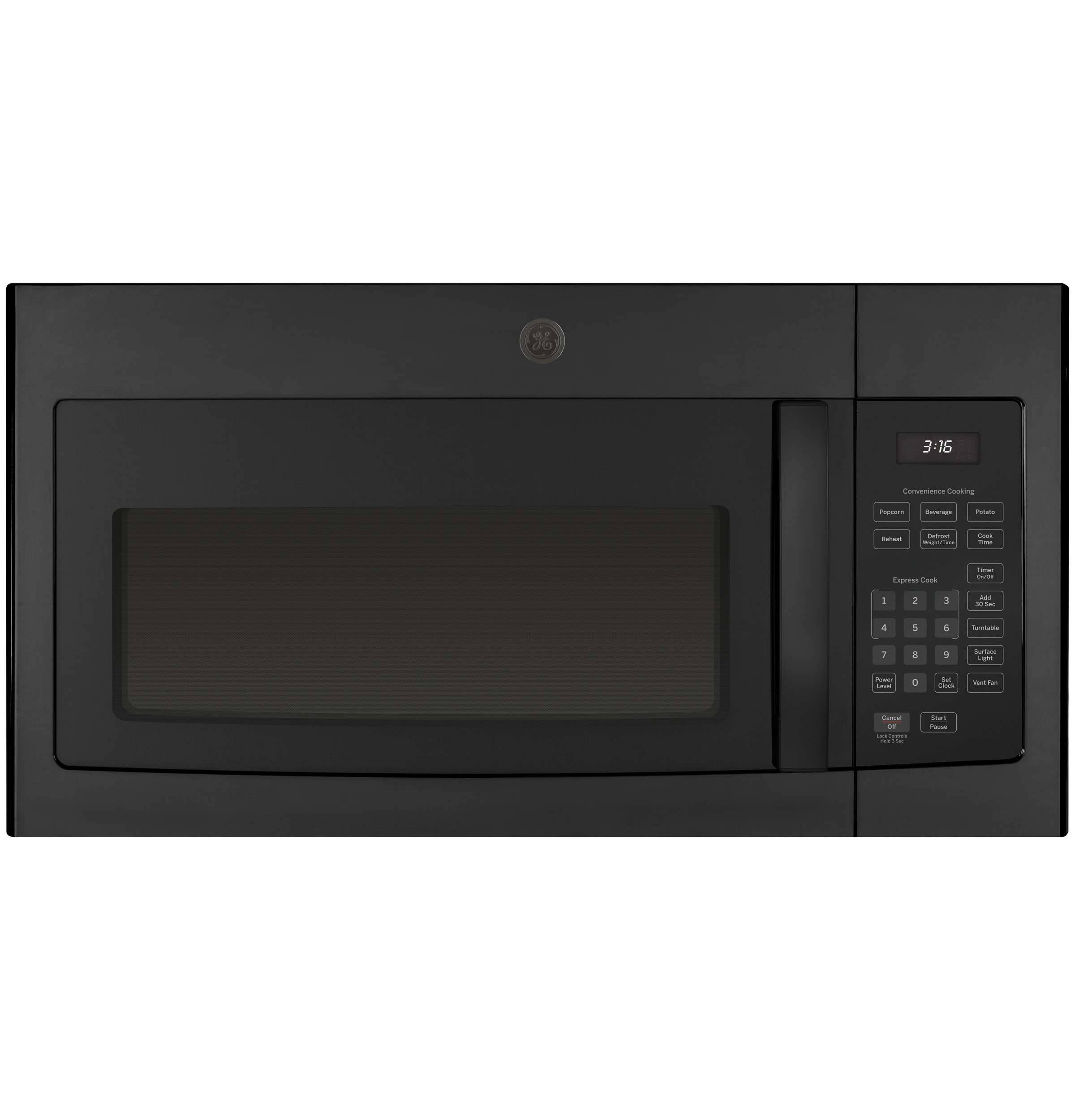 GE 1000W Over-the-Range Microwave with 1.6 Cubic Feet Capacity in Black 