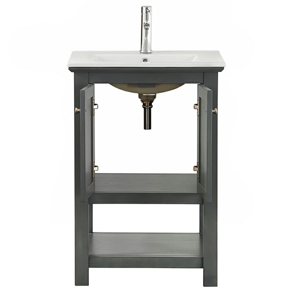 Manchester 30" Gray Solid Wood Freestanding Vanity with Ceramic Sink