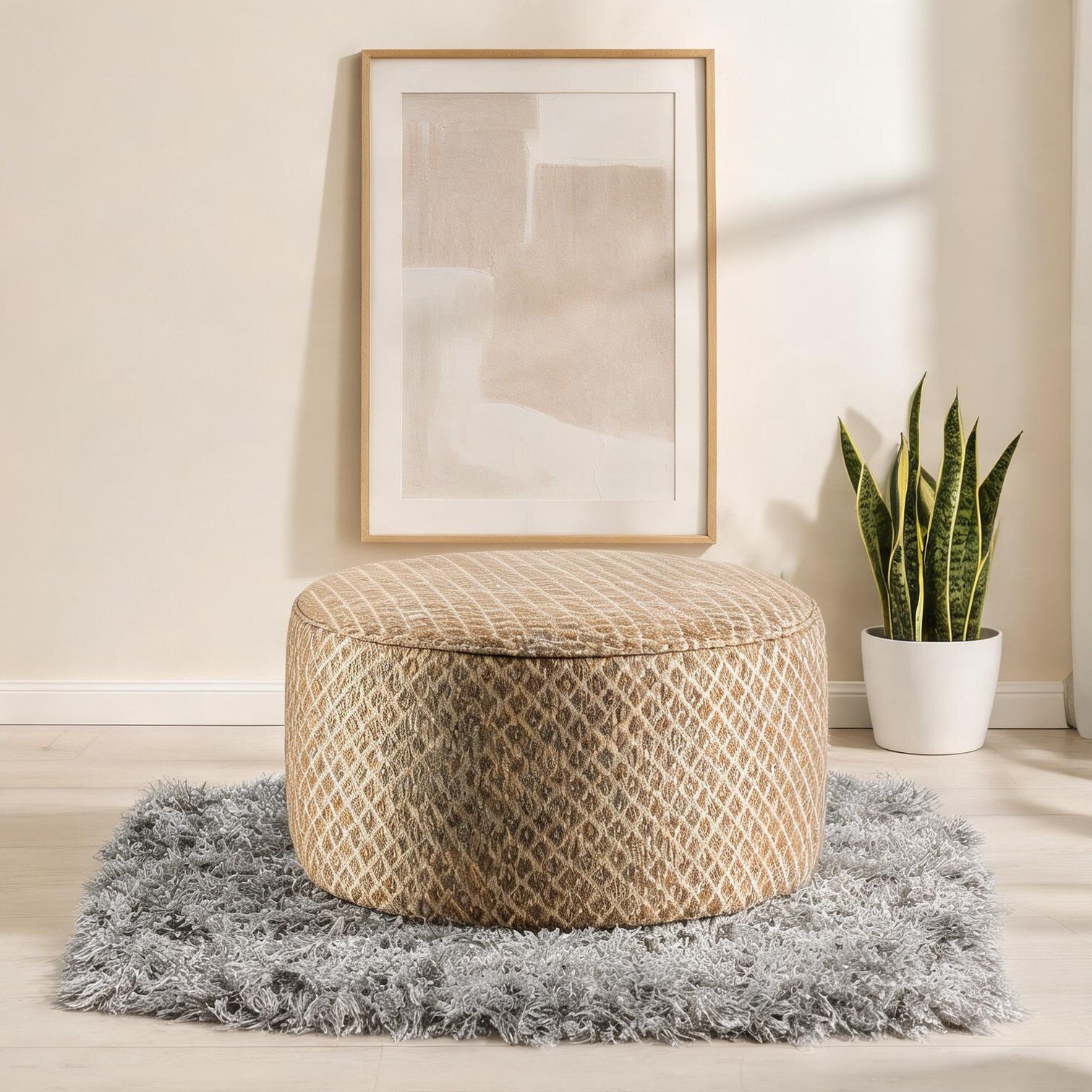 Naturefalls Upholstered Square Ottoman with Welt Trim Gray-Toned and Gold Finish 39-Inch for Living Room
