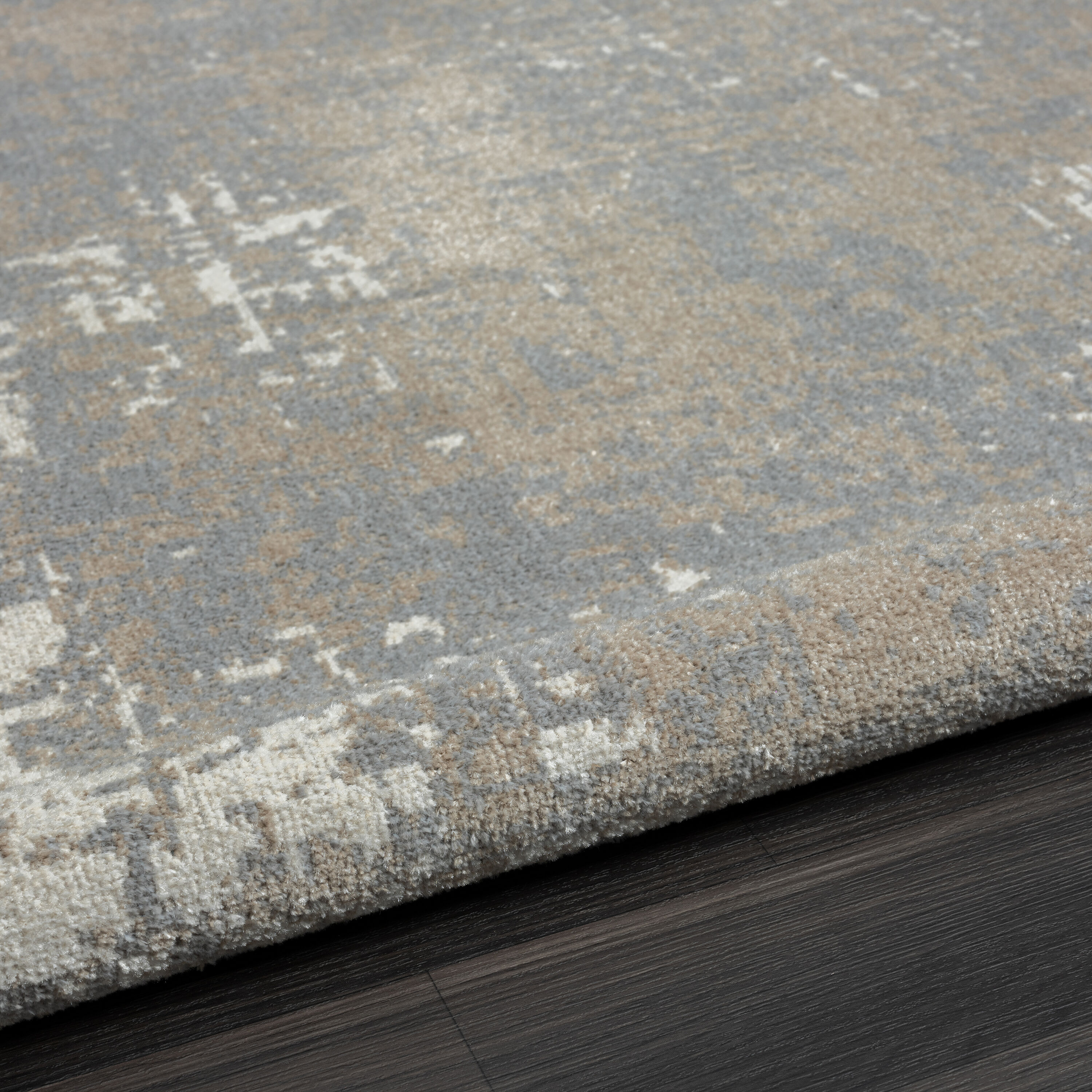 Lellani Gray Abstract Washable 5' x 7' Area Rug