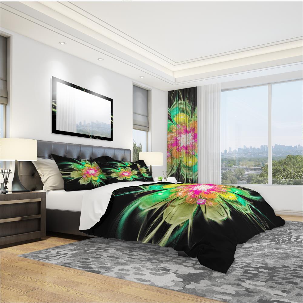 Designart BED12147-Q 3 -Piece Green Queen Duvet cover Set