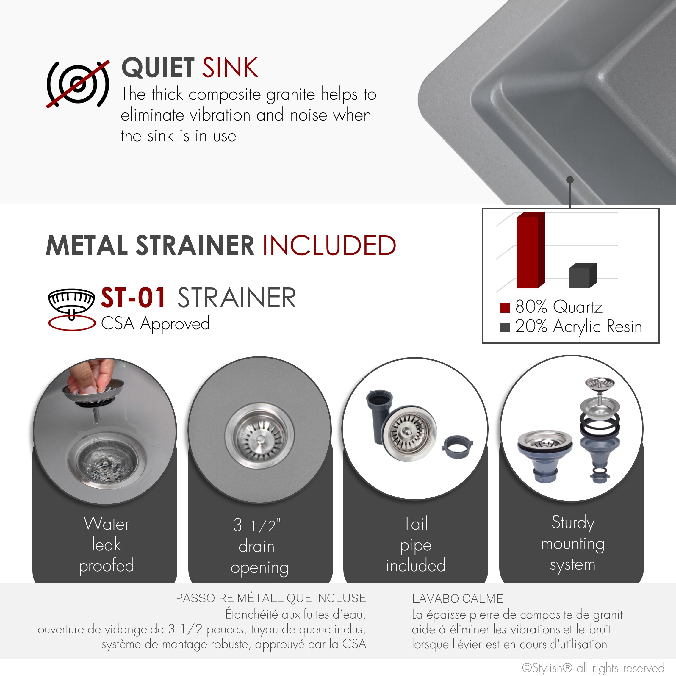 Stylish S-828WL Kitchen-Sinks - View #7