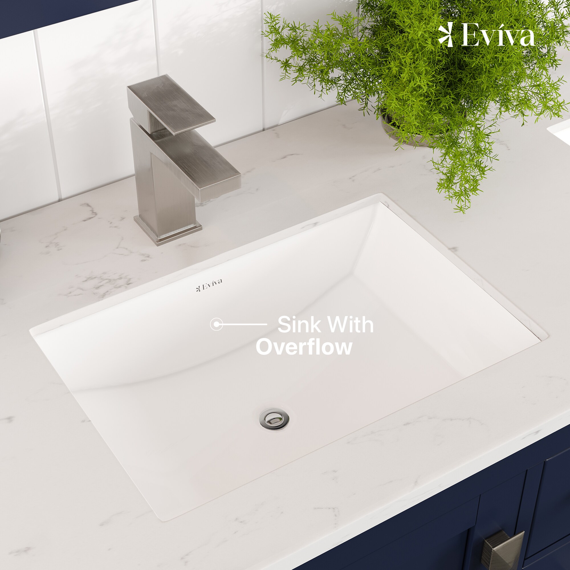 London 54" Blue Solid Wood Double Sink Bathroom Vanity with Quartz Top