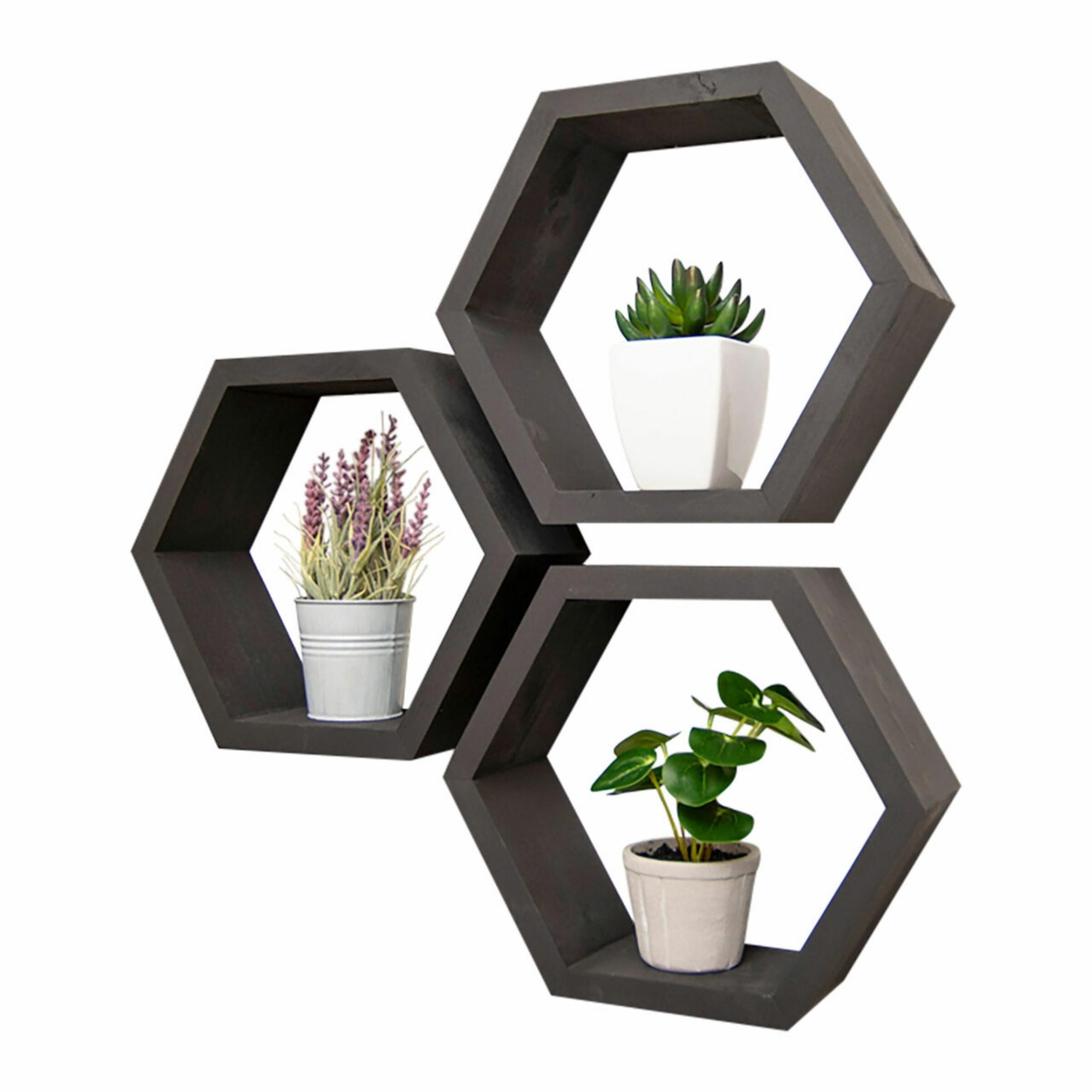 TRINITY Black Floating Hexagon Shelves 11.75-in L x 4-in D x 10.13-in H ...