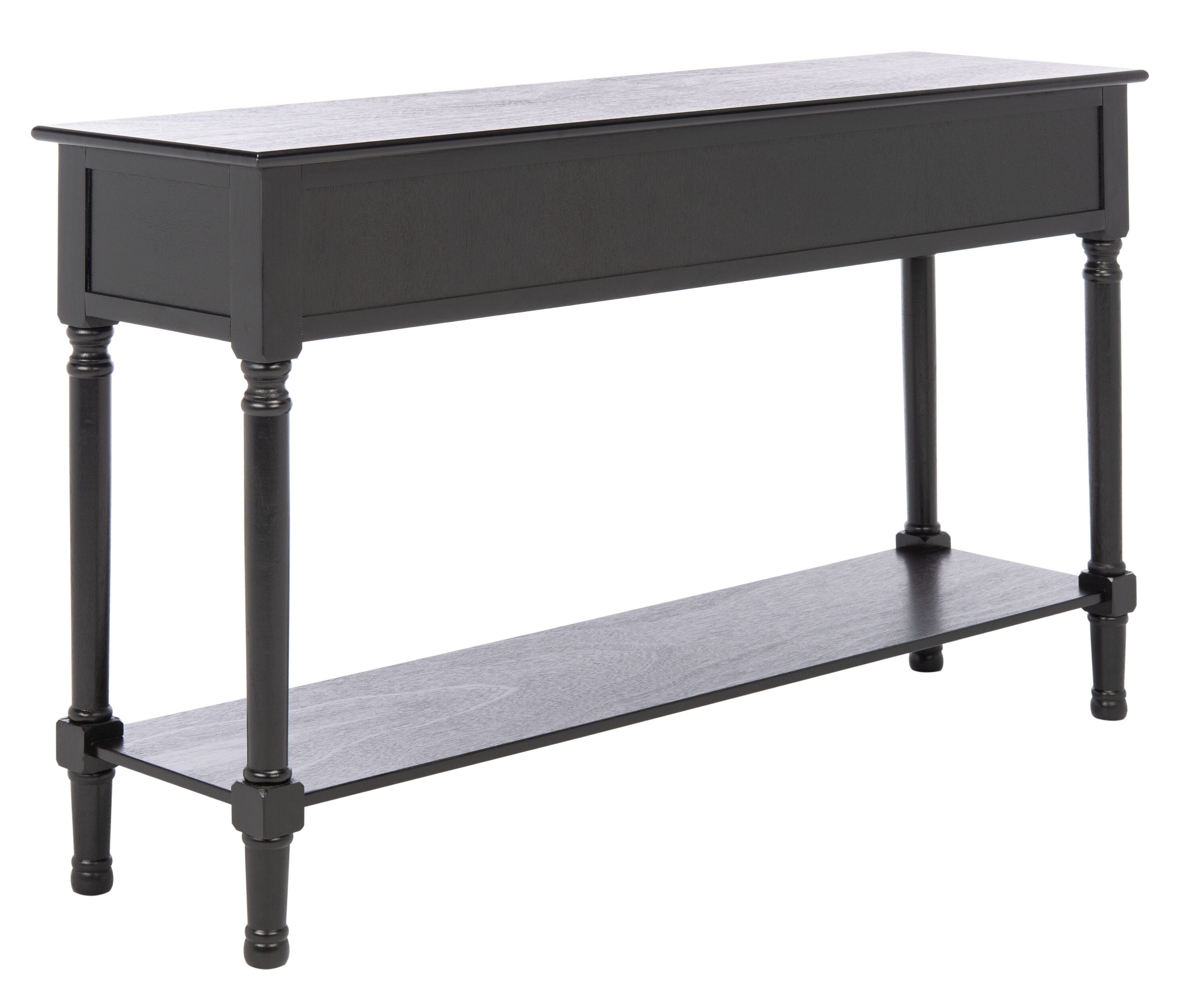 Farmhouse Chic Black Wood & Metal 3-Drawer Console Table