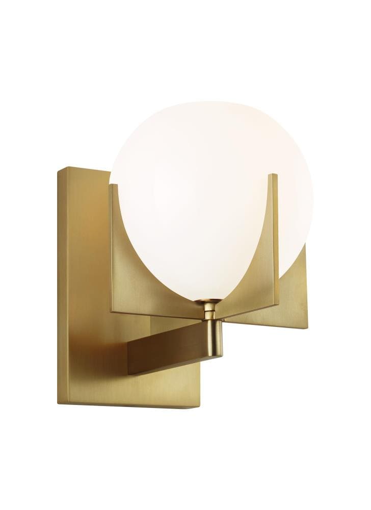 Abbott Retro-Inspired Burnished Brass Wall Sconce with Milk Glass Shade