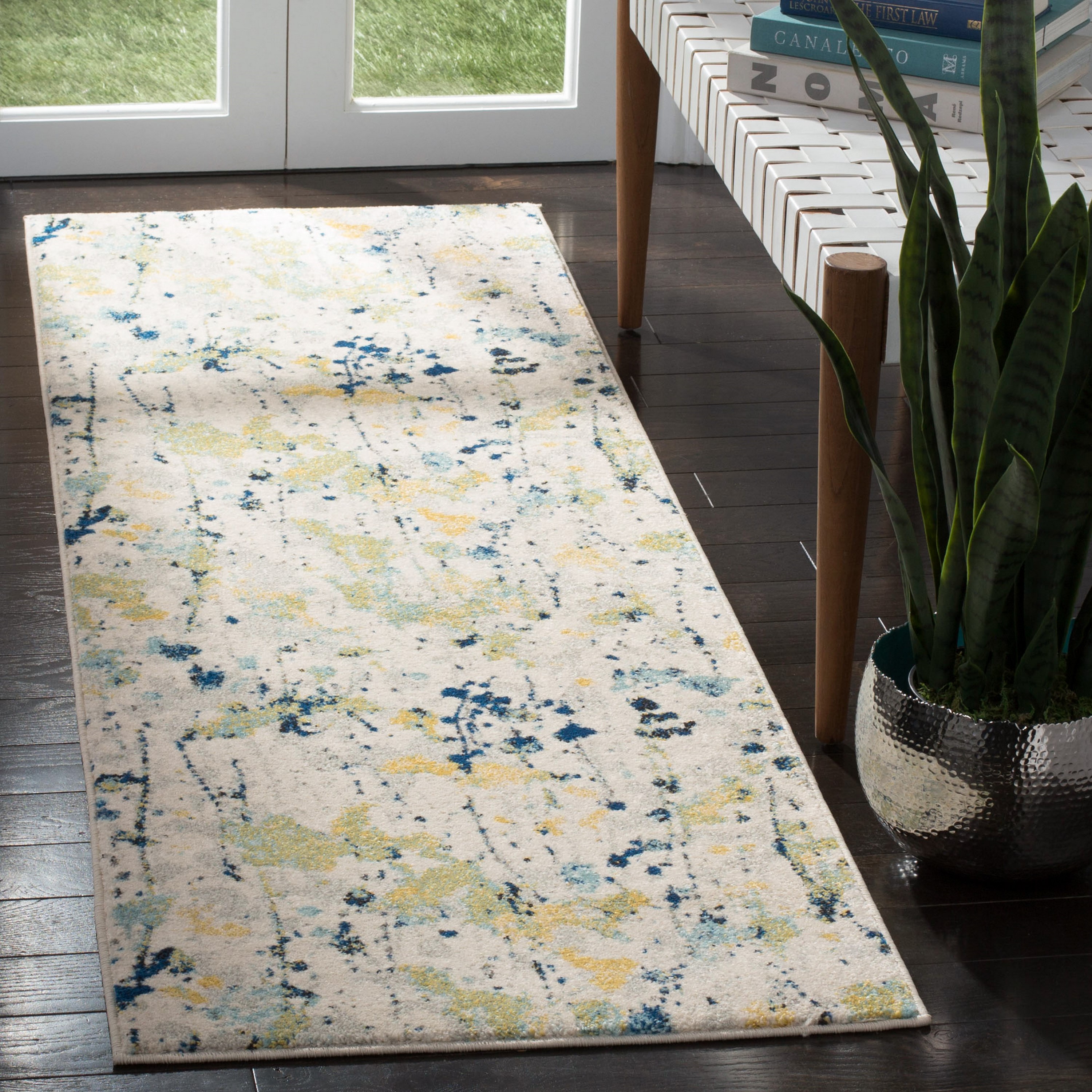 Safavieh EVK284C-27 Evoke Dolance 2 x 7 (ft) Loomed Synthetic Ivory/Yellow Rectangular Indoor Abstract Bohemian/Eclectic Runner rug
