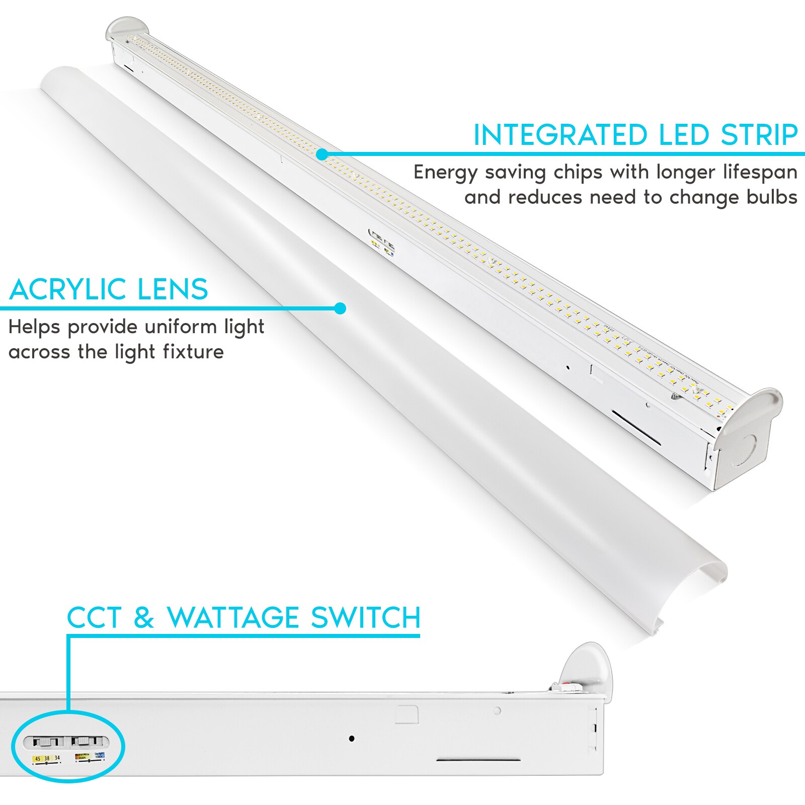 Luxrite 4-ft 5940-Lumen White Tunable White LED Linear Garage Shop ...