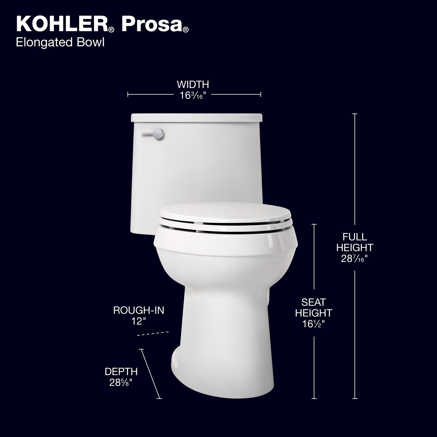 KOHLER Prosa White Elongated Chair Height Soft Close 1-Piece Toilet 12 ...