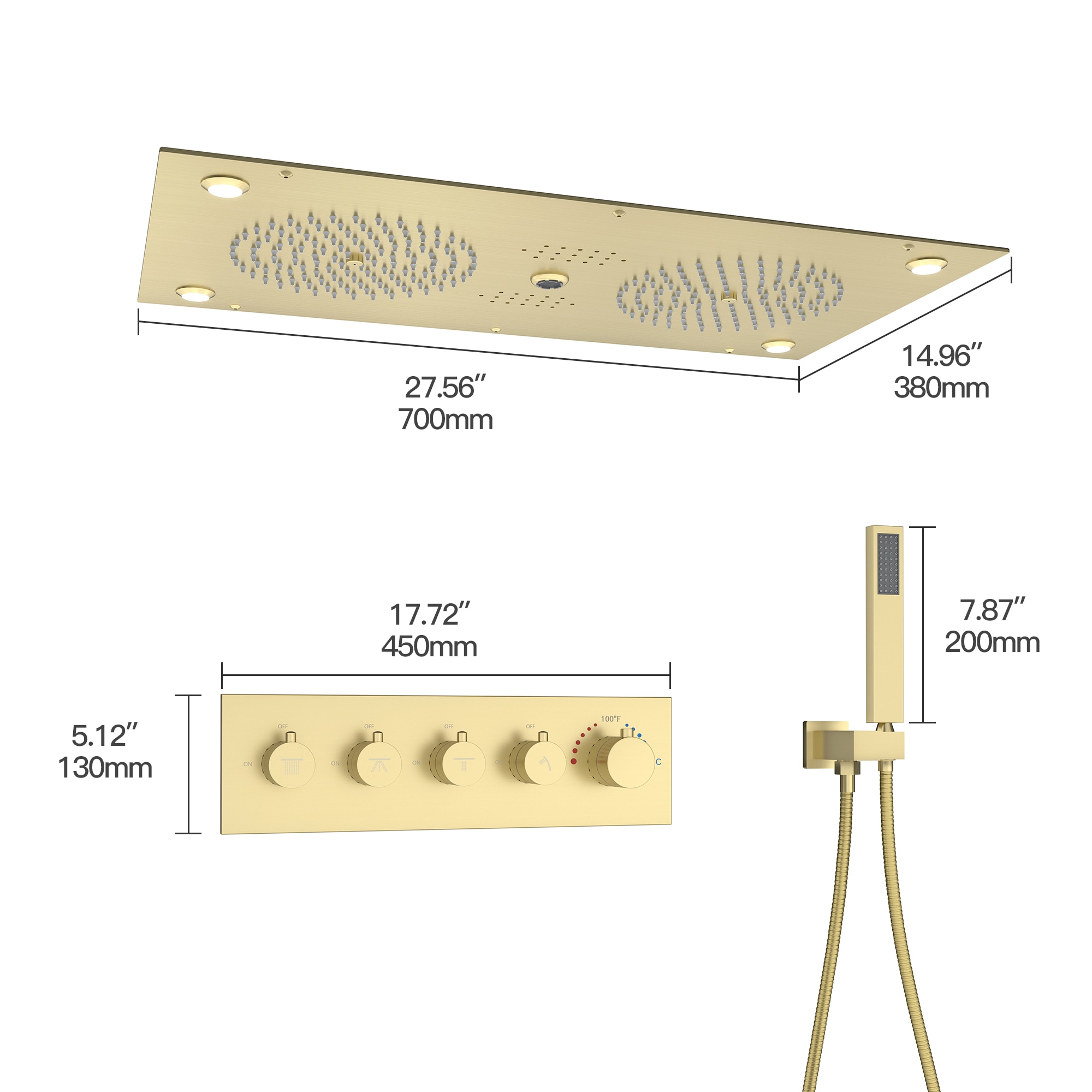 CASAINC CA-A4381-BG Showerhead-Bar-Panels - View #10
