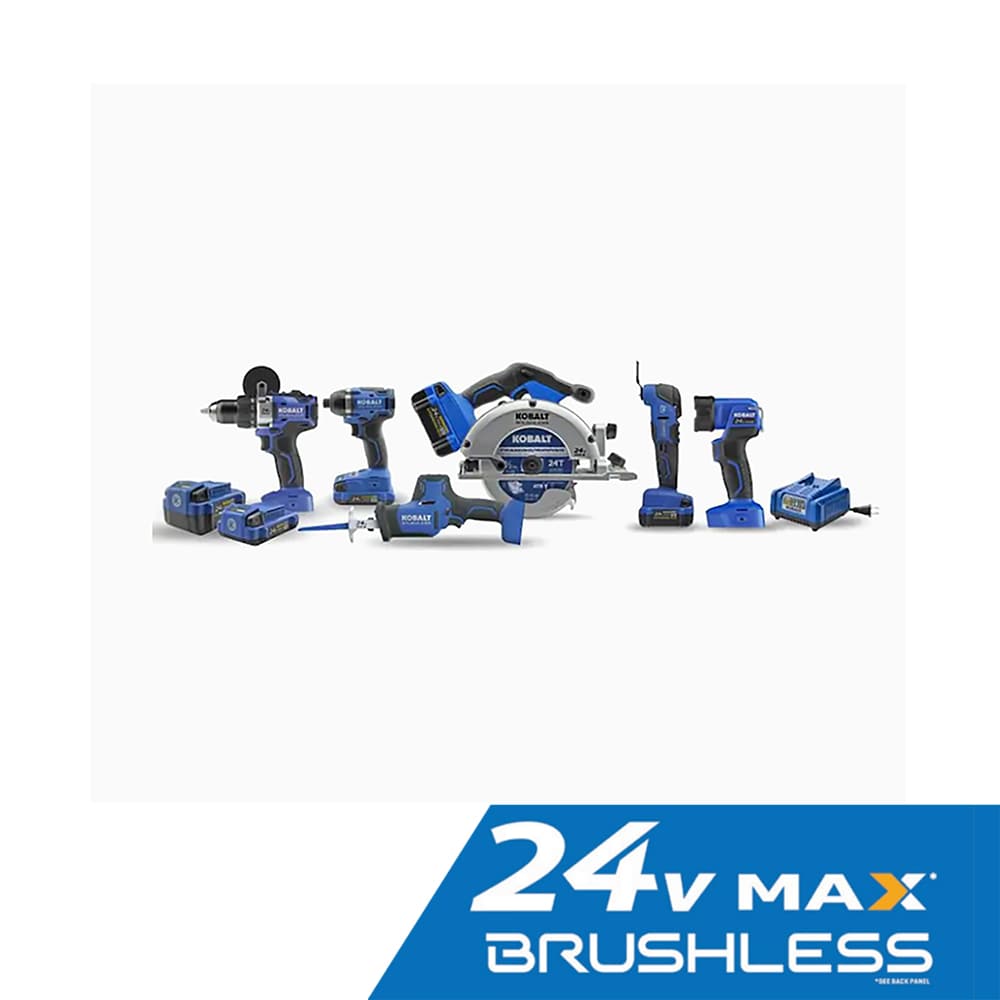 6-Tool Brushless Power Tool Combo Kit (2-Batteries Included and Charger Included) | - Kobalt KLC 6324A-03