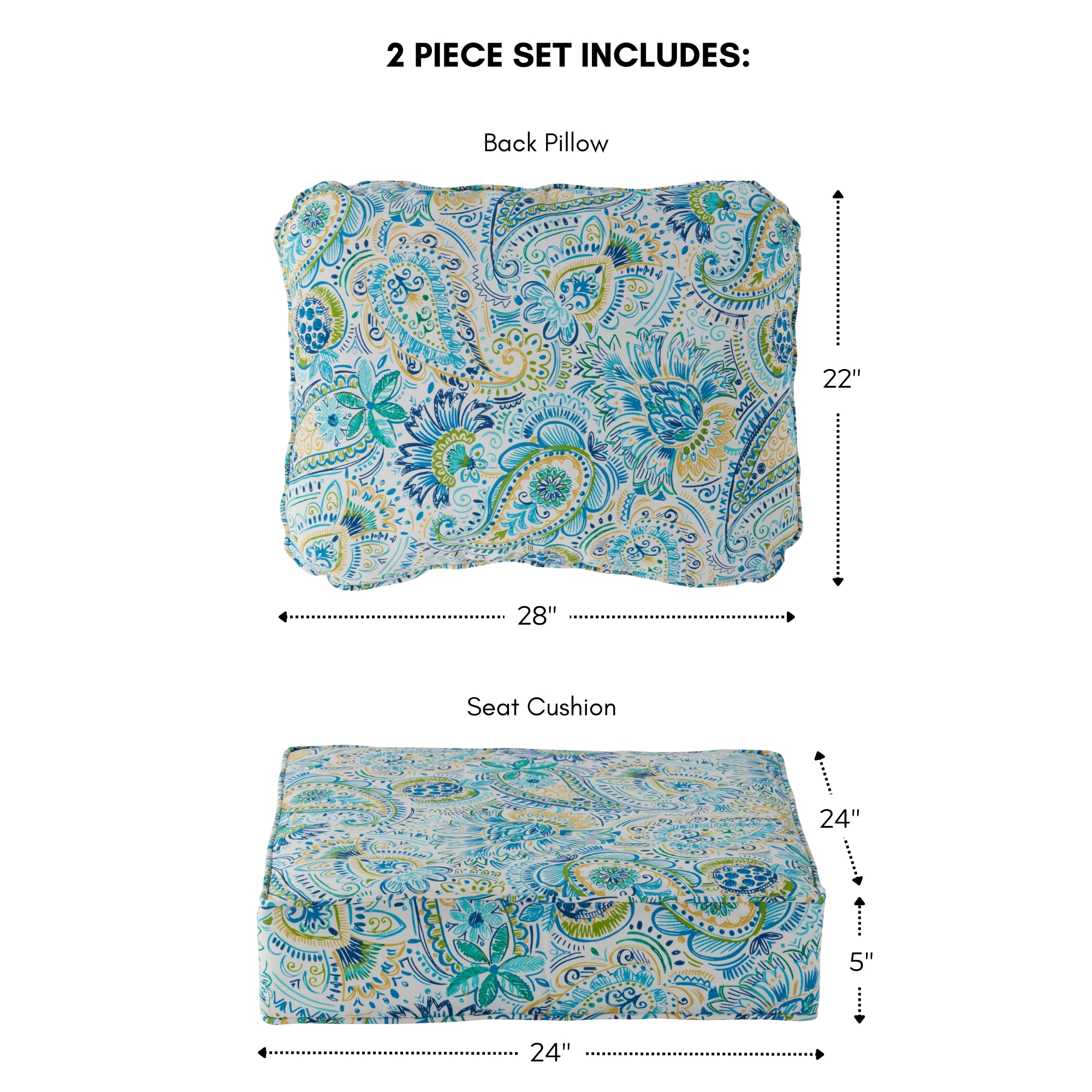 Baltic Paisley 24" x 24" Deep Seat Cushion Set with Polyester Fabric