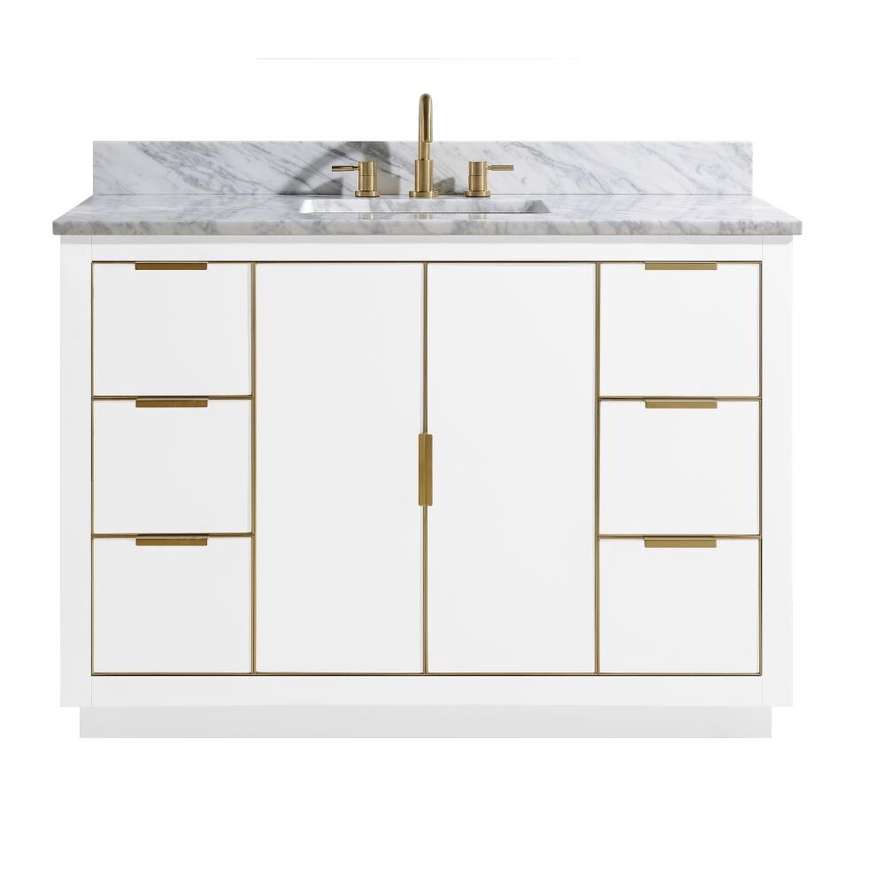 Avanity AUSTEN-VS49-WTG-C Austen 48-in White Undermount Single sink Bathroom Vanity with Carrara White Marble Top