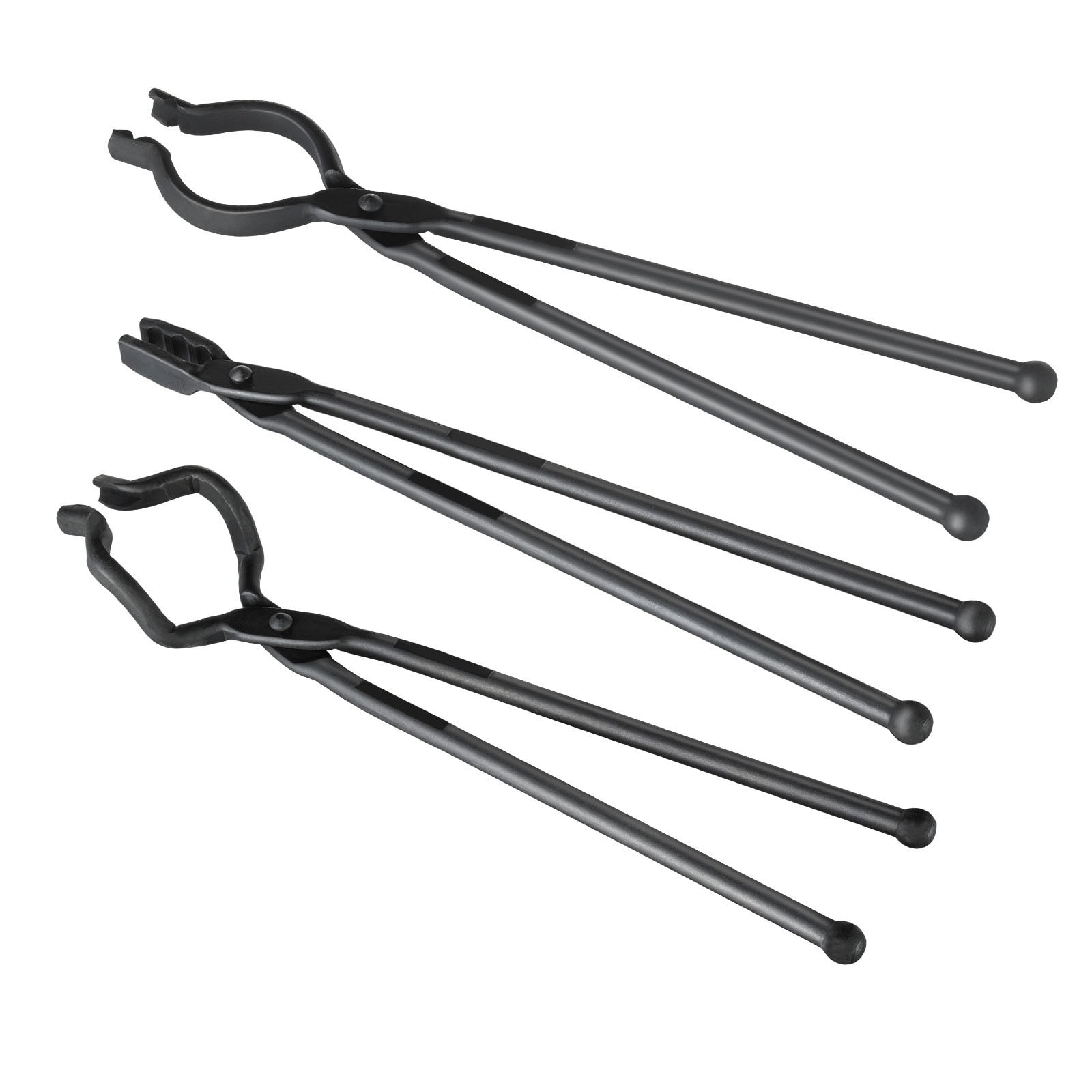 GIVIMO Blacksmith Tongs 18-in 3-pc Set V-Bit Bolt Tongs Wolf Jaw Tongs Z V-Bit Tongs Carbon Steel Forge Tongs with A3 Steel Rivets for Forging Bladesmithing