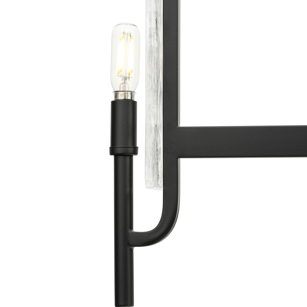 Matte Black 5-Light Chandelier with Clear Textured Glass