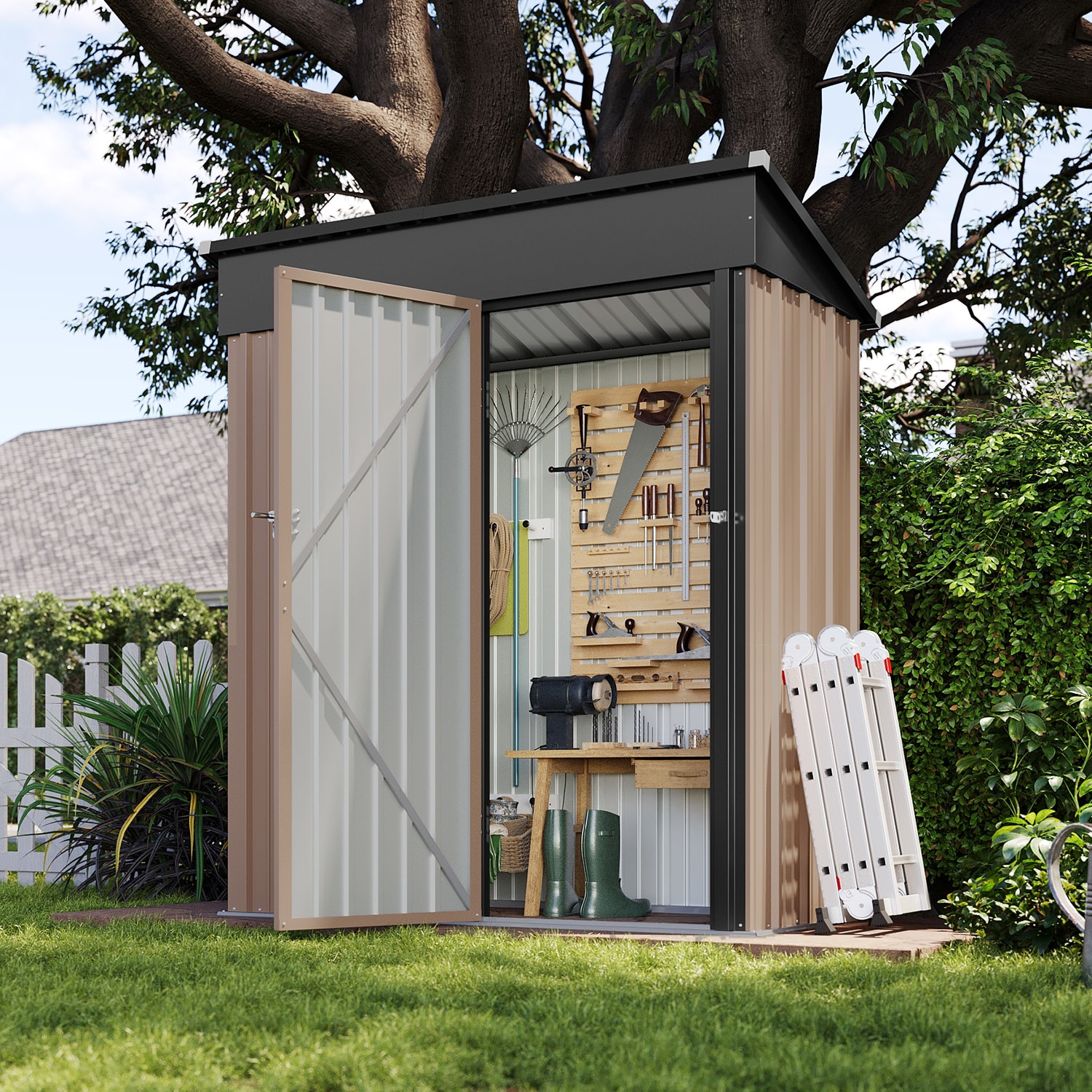AOXUN G37007 3-ft x 5-ft Economy Series Galvanized steel Storage Shed