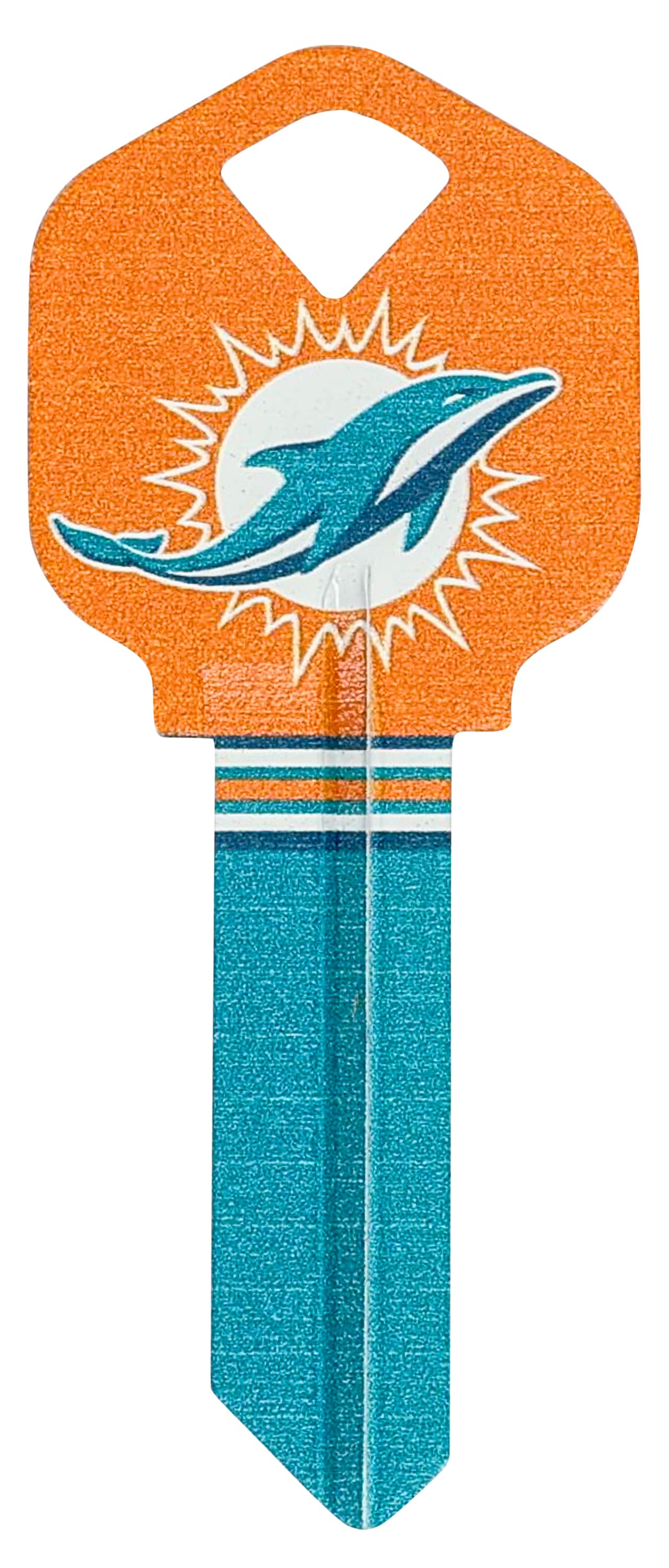 Hillman 89173 Miami Dolphins Multicolored Decorative Key Brass House/Entry Key Blank