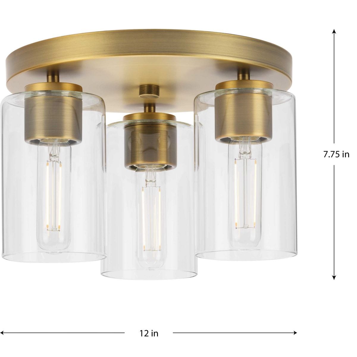 Progress Lighting Cofield 3-Light Brass Flush Mount Light P350237-163 ...