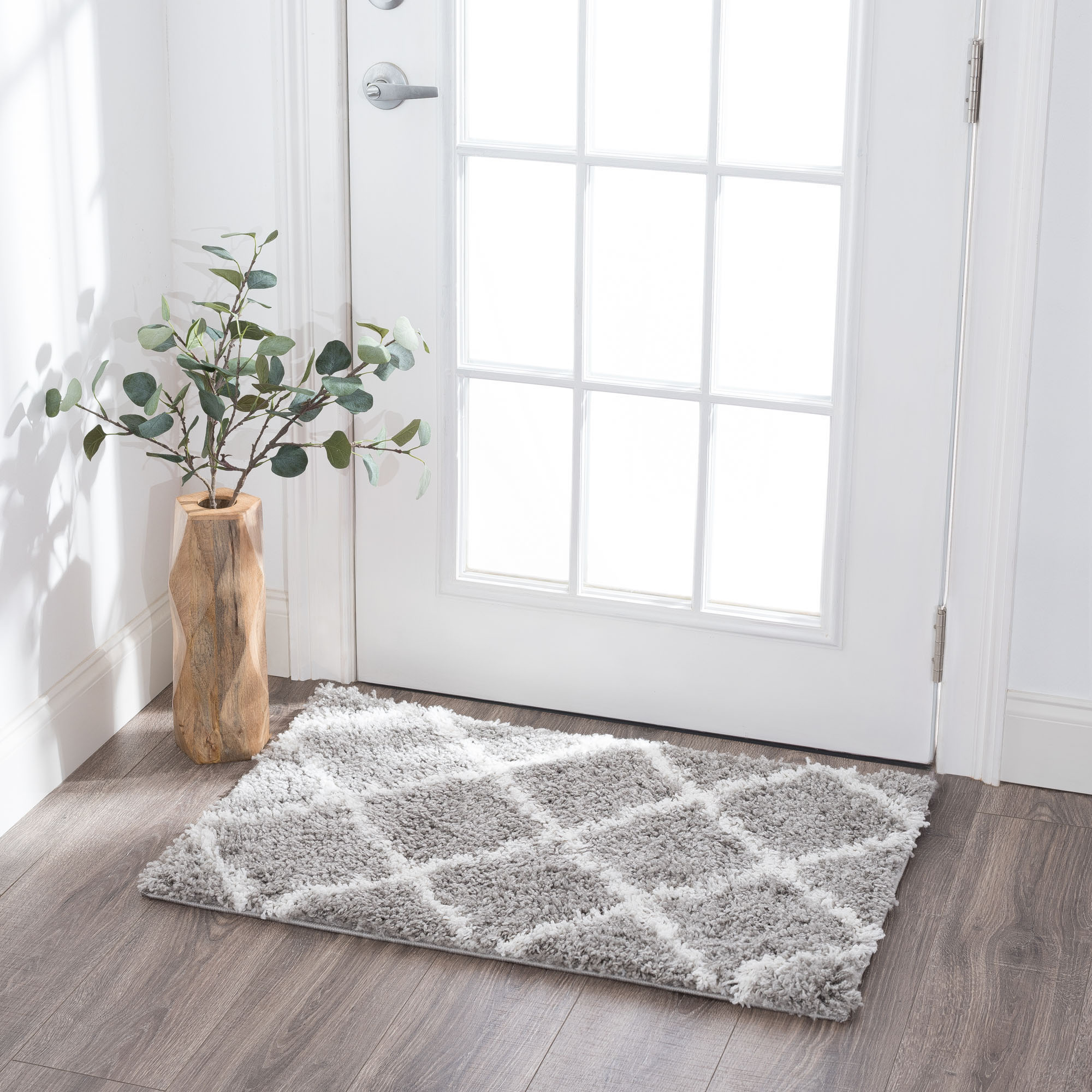 Tayse JRS1102 2X3 Jersey Shag 2 x 3 (ft) Loomed Polypropylene Silver Rectangular Indoor Throw rug