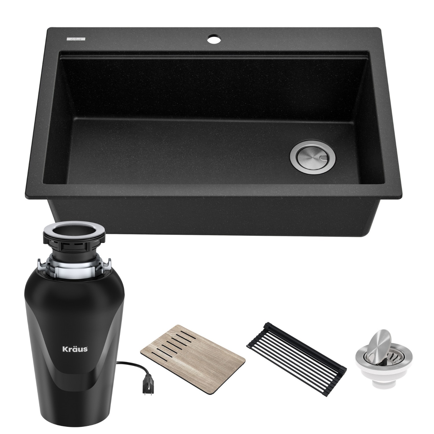 Kraus KGTW2-33MB-100-75MB Bellucci Drop-in 33-in x 22-in Granite Single bowl Workstation Kitchen Sink