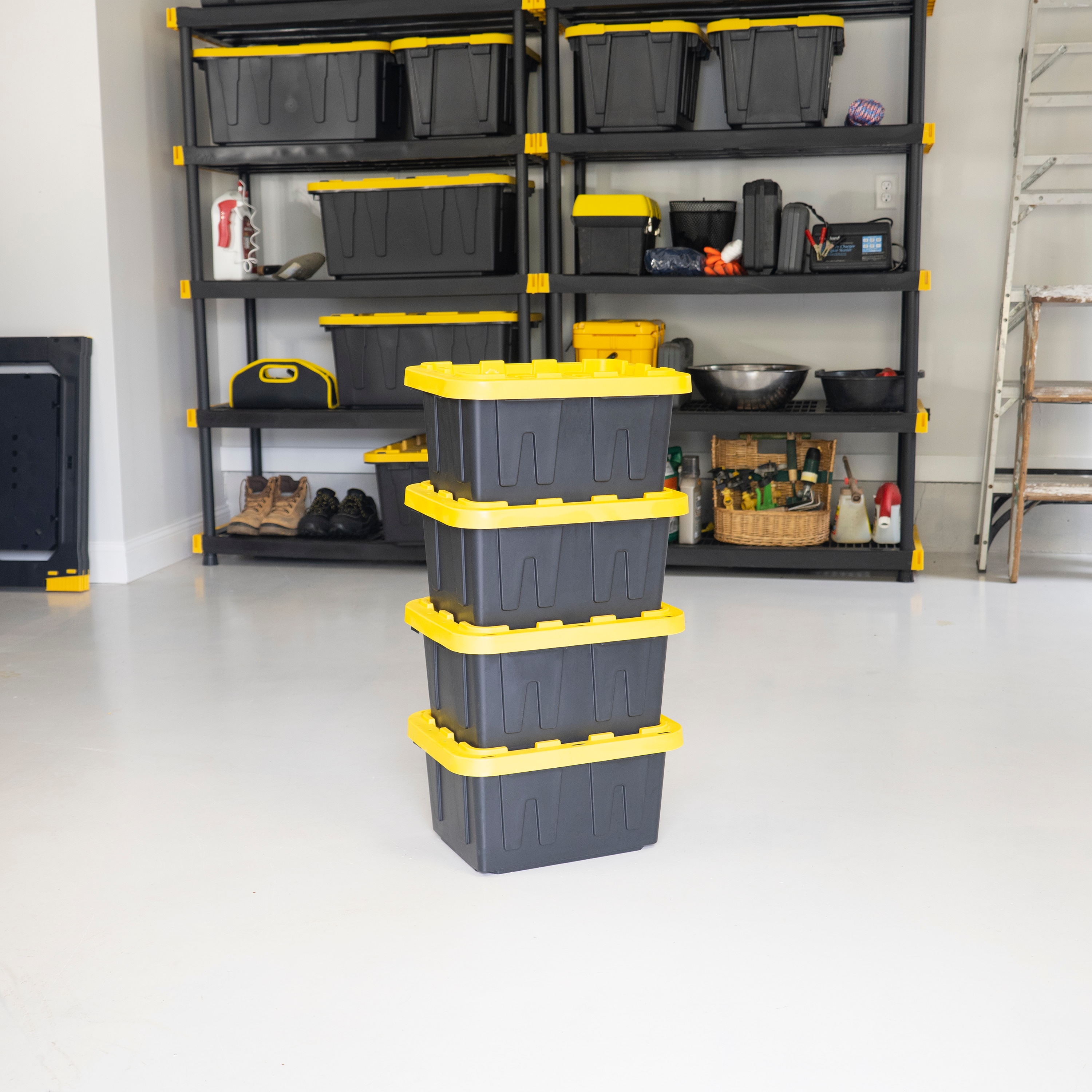 BLACK & YELLOW®, 5-Gallon Heavy Duty Tough Storage Container & Snap-Tight  Lid, (8.6”H x 12.3”W x 16.4”D), Weather-Resistant Design and Stackable