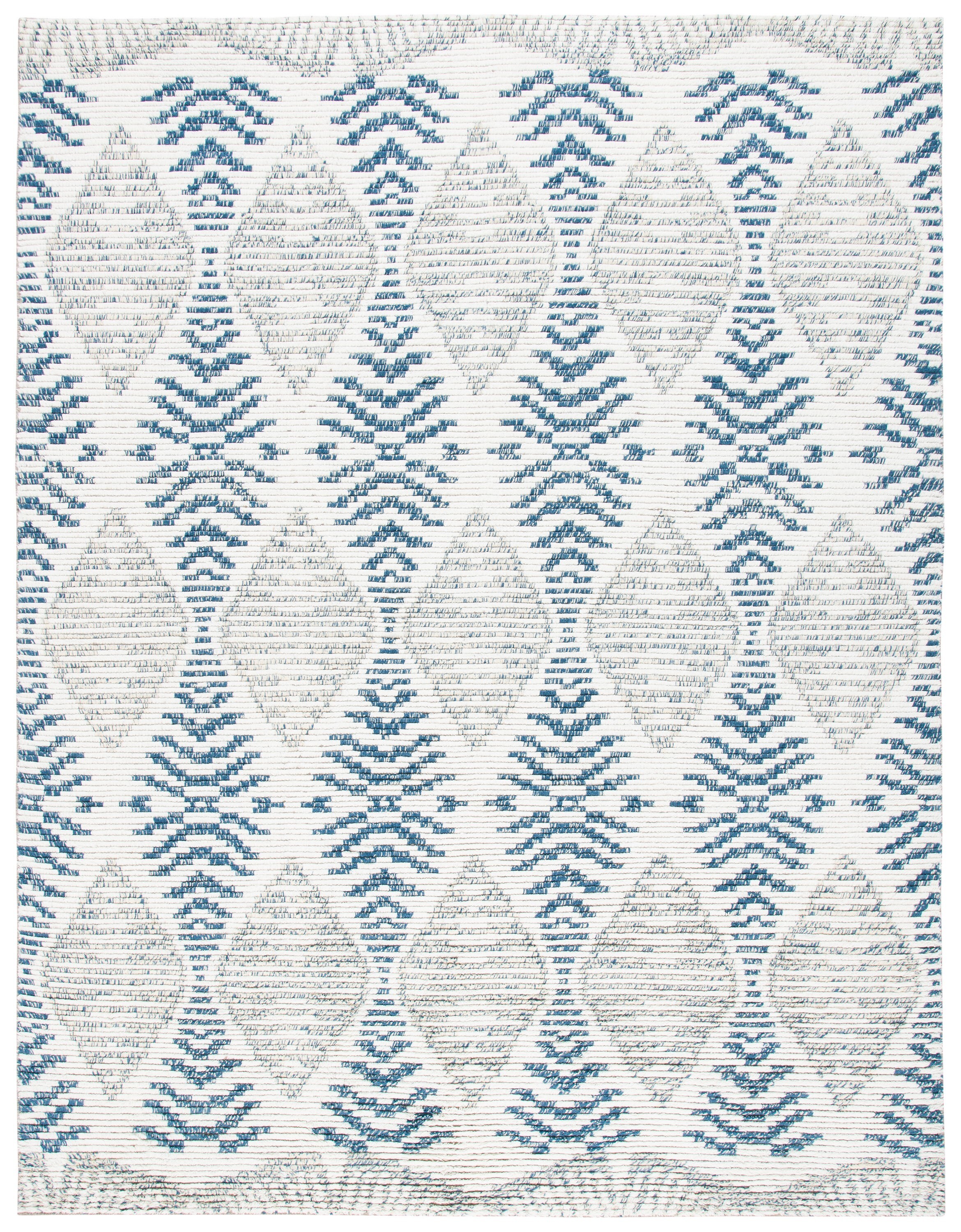 Kenya Blue and Ivory Hand-Knotted Wool 8' x 10' Area Rug