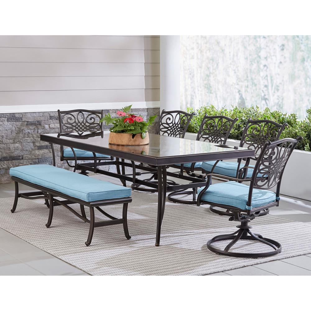 Hanover TRADDN7PCSW5GBN-BLU Patio-Dining-Sets - View #11