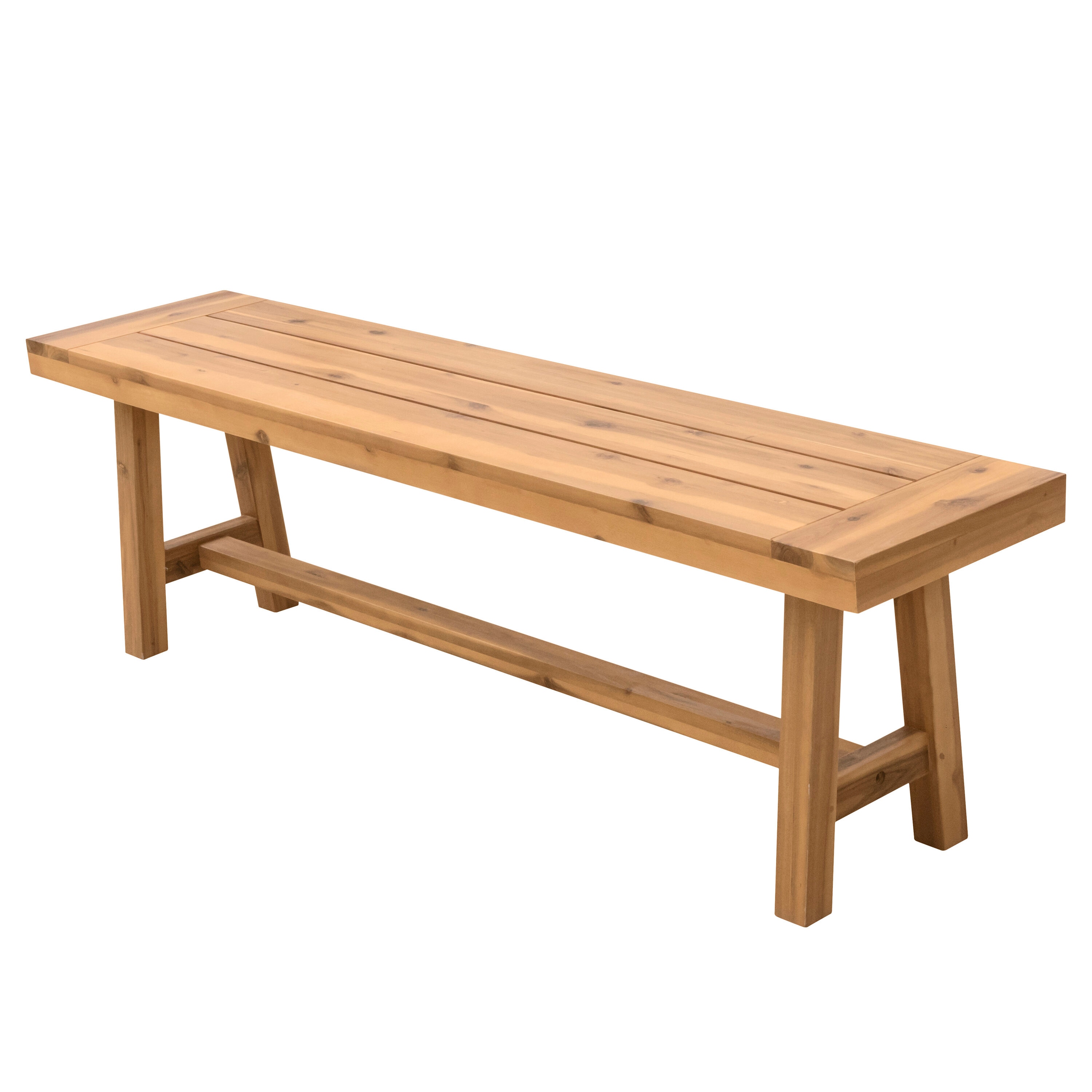 AZEN M1822 Ocean 59-in W x 18-in H Honey Acacia Garden Bench