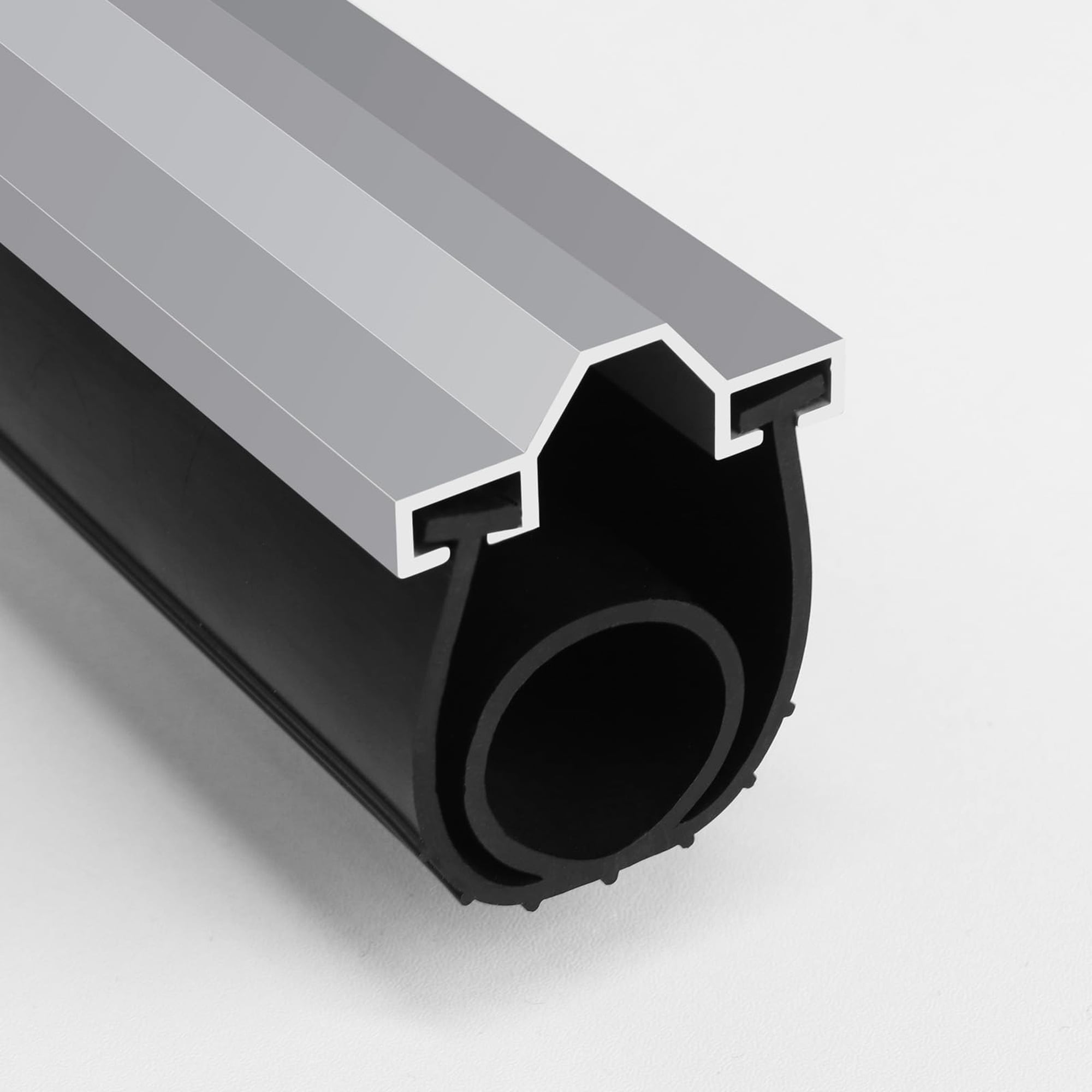 Angel Sar 16.5 Ft Black Garage Door Bottom Seal Kit Convex Shape with Pre Drilled Aluminum Track Retainer Heavy Duty Weatherproof Rubber for Garage Door