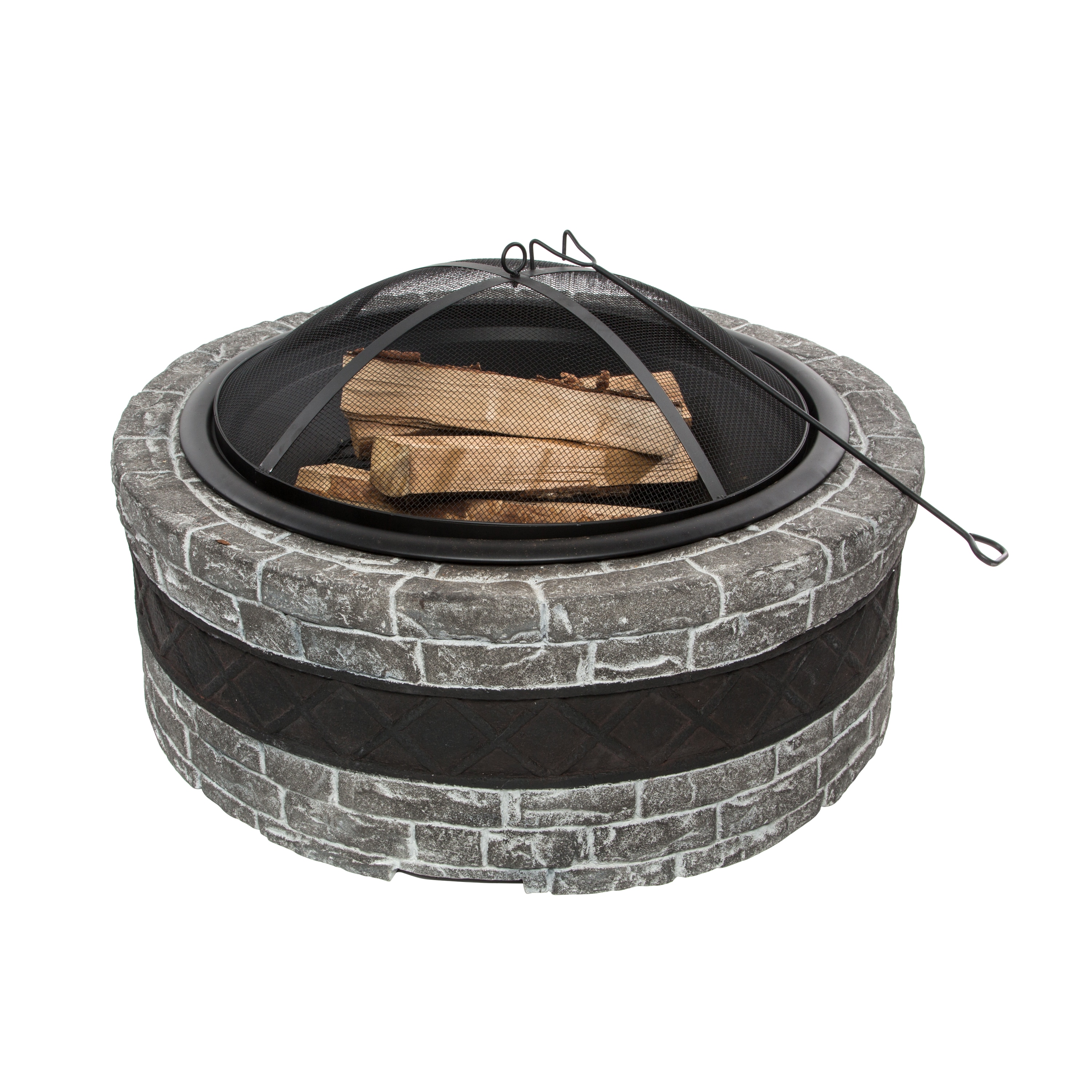 Gray Stone Wood Burning Fire Pit, 35 Inch Fire Pit