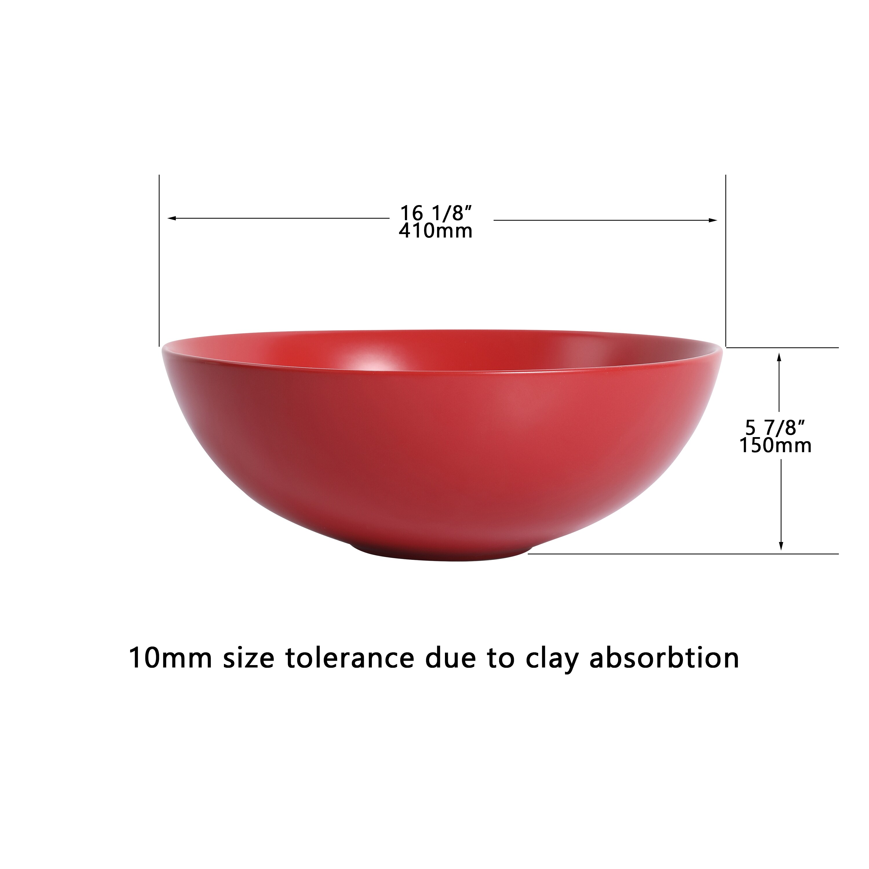 Matte Red 16" Ceramic Round Bathroom Vessel Sink