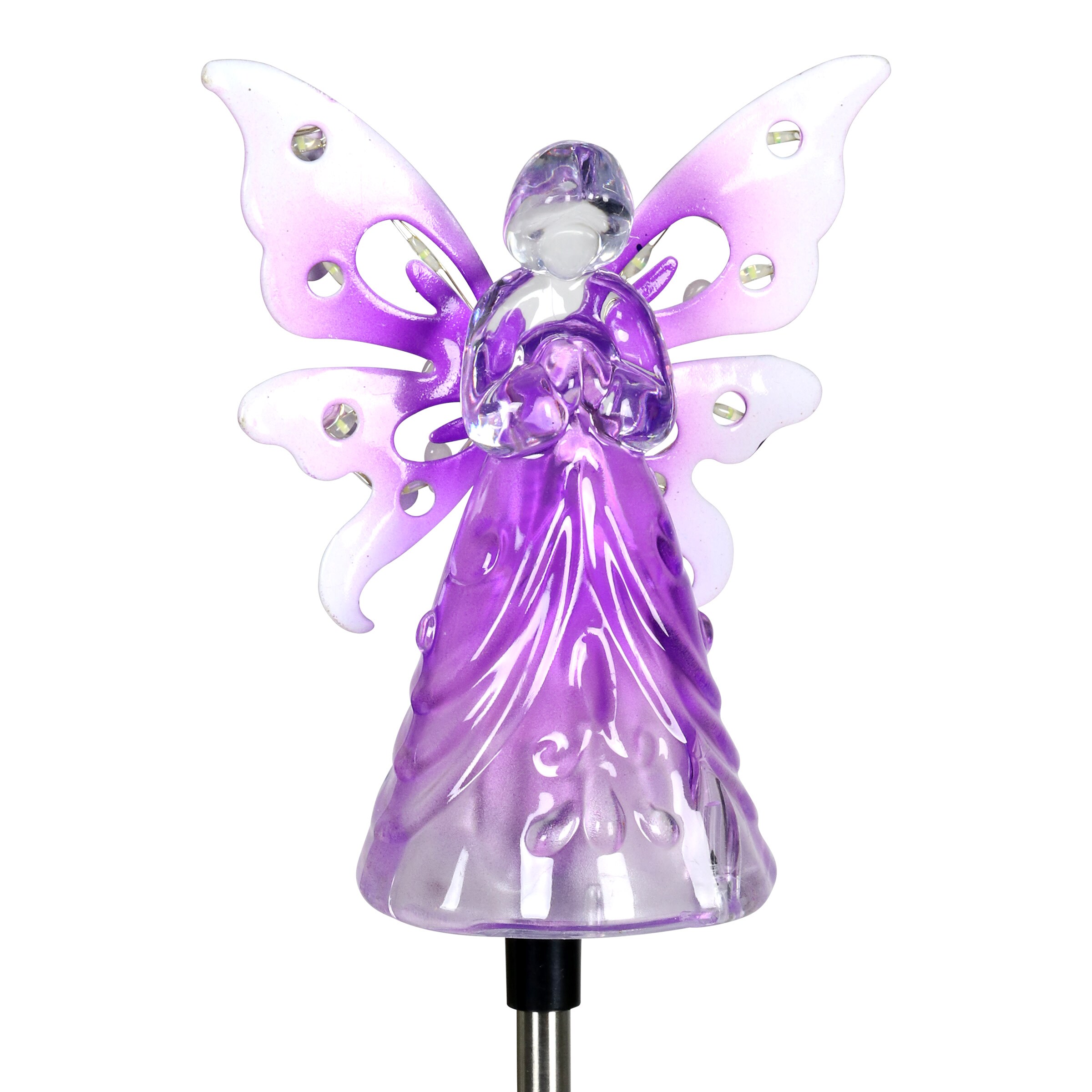 Purple Acrylic Angel with LED Lights Garden Stake