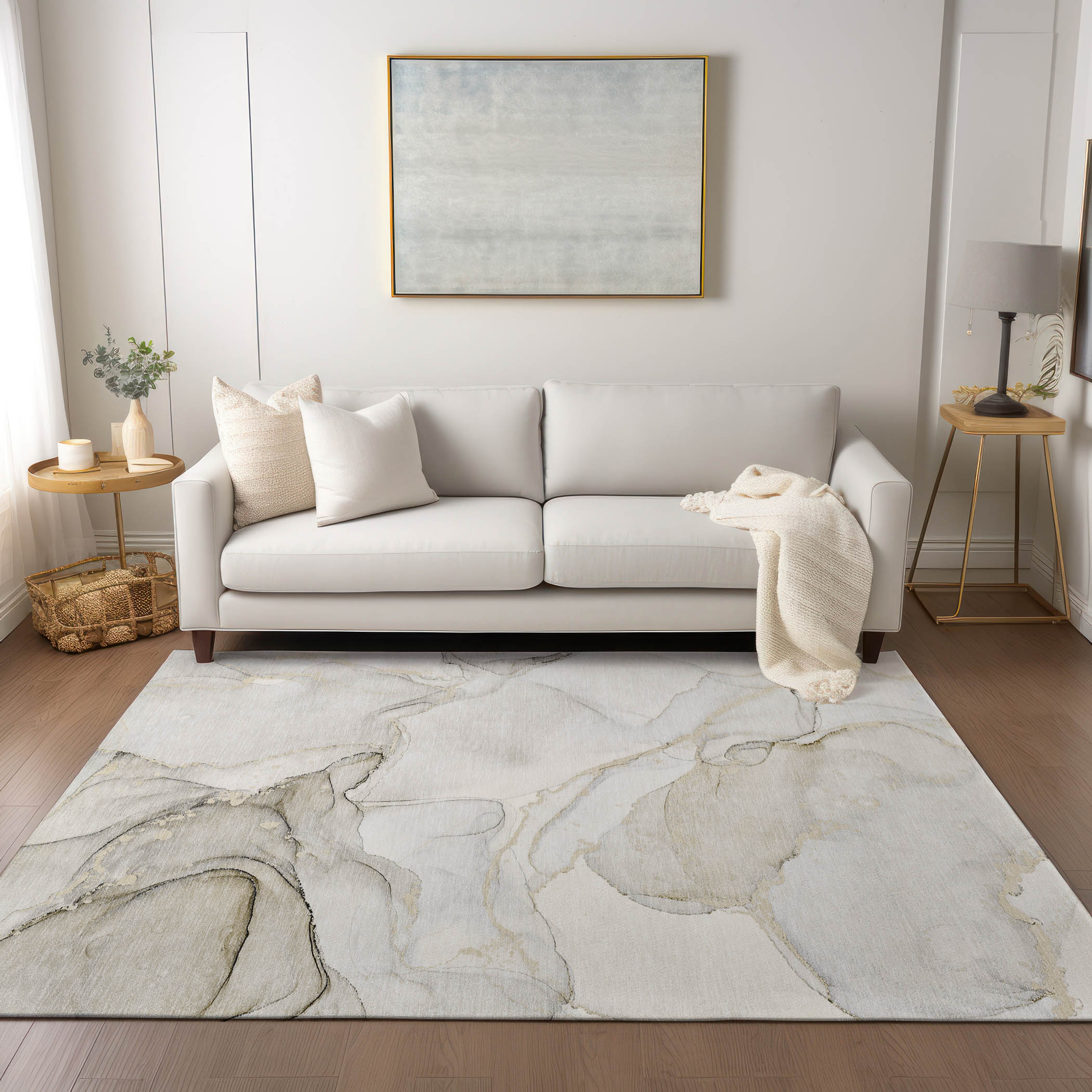 Addison Rugs ACN523BG8X10 Chantille ACN523BG 8 x 10 (ft) Polyester Beige Rectangular Indoor/Outdoor Geometric Machine washable Area rug